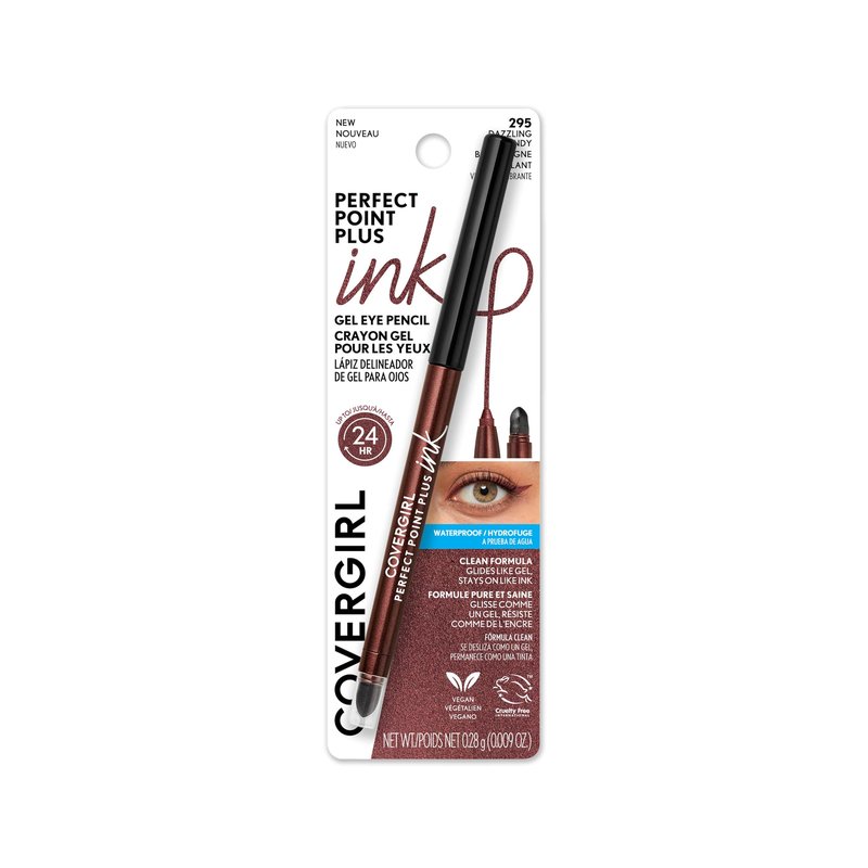 COVERGIRL Perfect Point Plus Ink Gel Eye Pencil, Pigmented, Long-Wearing, Vegan Formula, Dazzling Burgundy 295, 0.01oz