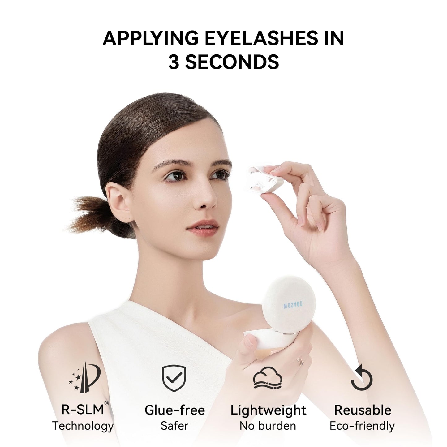 WOSADO Magnetic Eyelashes with Applicator Kit, [V10 Ultra Black] Reusable Magnetic Lashes without Eyeliner, Glue-free False Lashes, Waterproof, Lightweight, Suit for Natural Makeup