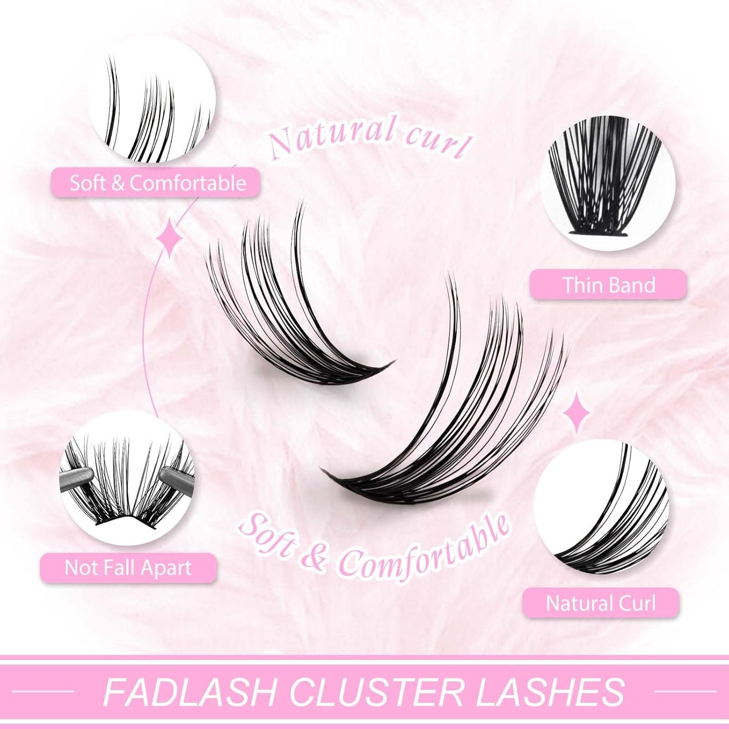 DIY Lash Clusters - D Curl Individual Eyelash Extensions 280PCS | Soft Band Wispy Volume, 8-16mm