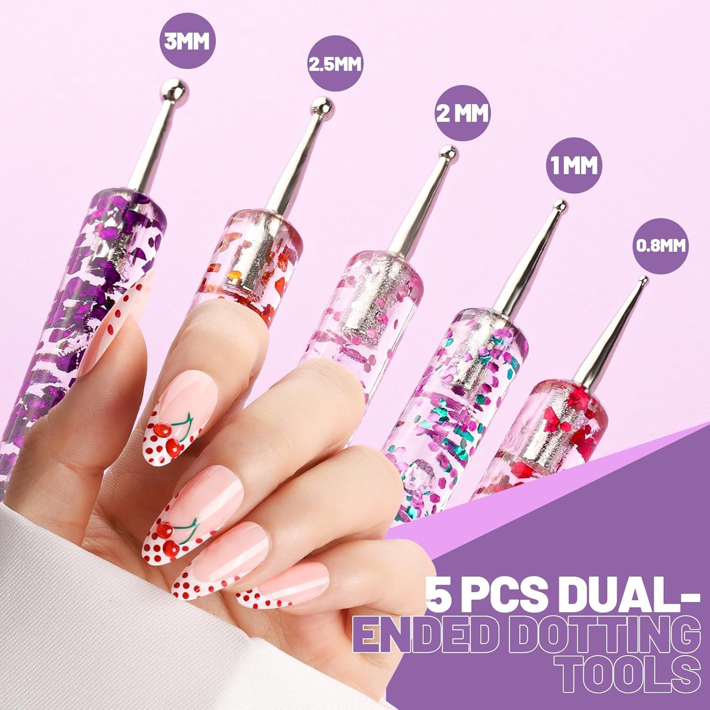 Nail Art Tools Set - 23 Pcs Brushes & Dotting Tools for DIY Nail Art | Includes Nail Stand & Adhesive Tabs