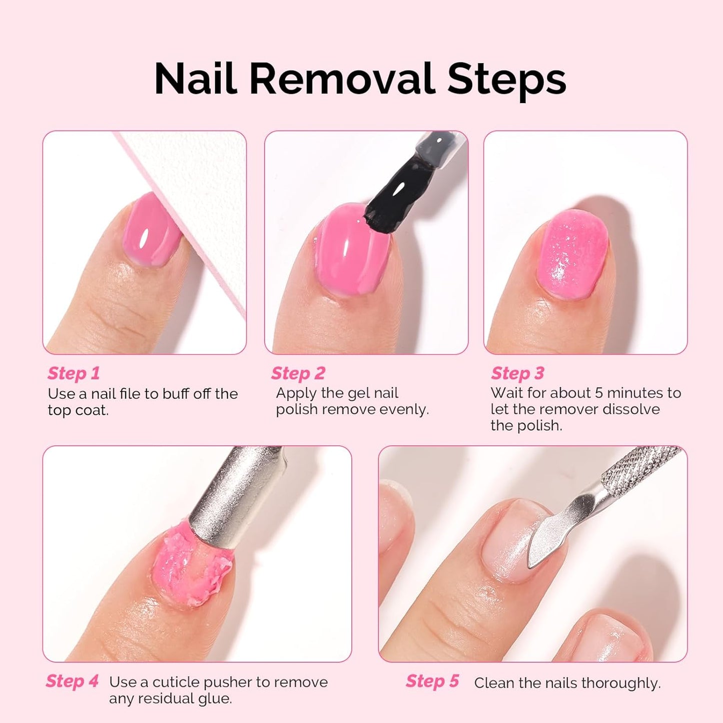 Gel Nail Polish Remover Kit - Quick 5-Minute Removal, No Soaking Needed | 15ml