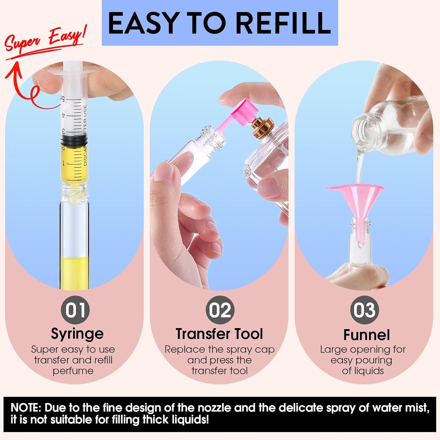 8ML Empty Perfume Atomizer Spray Bottle - 6 Pack Travel Mini Dispenser for Men & Women | Portable Twist Top