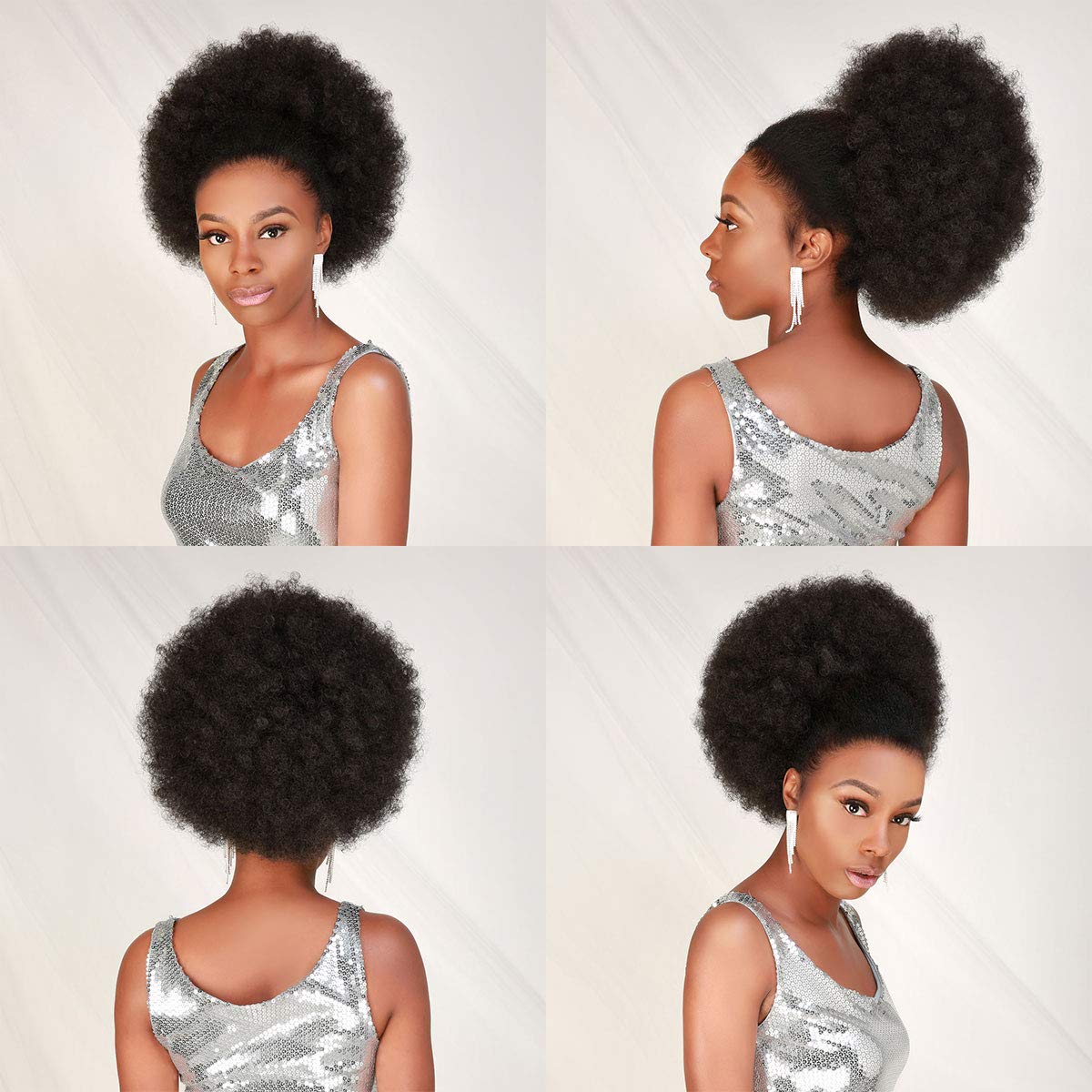 Afro Puff Drawstring Ponytail - Retro Kinky Curly Wig for Black Women | Large, Dark Brown Synthetic Hair Extension