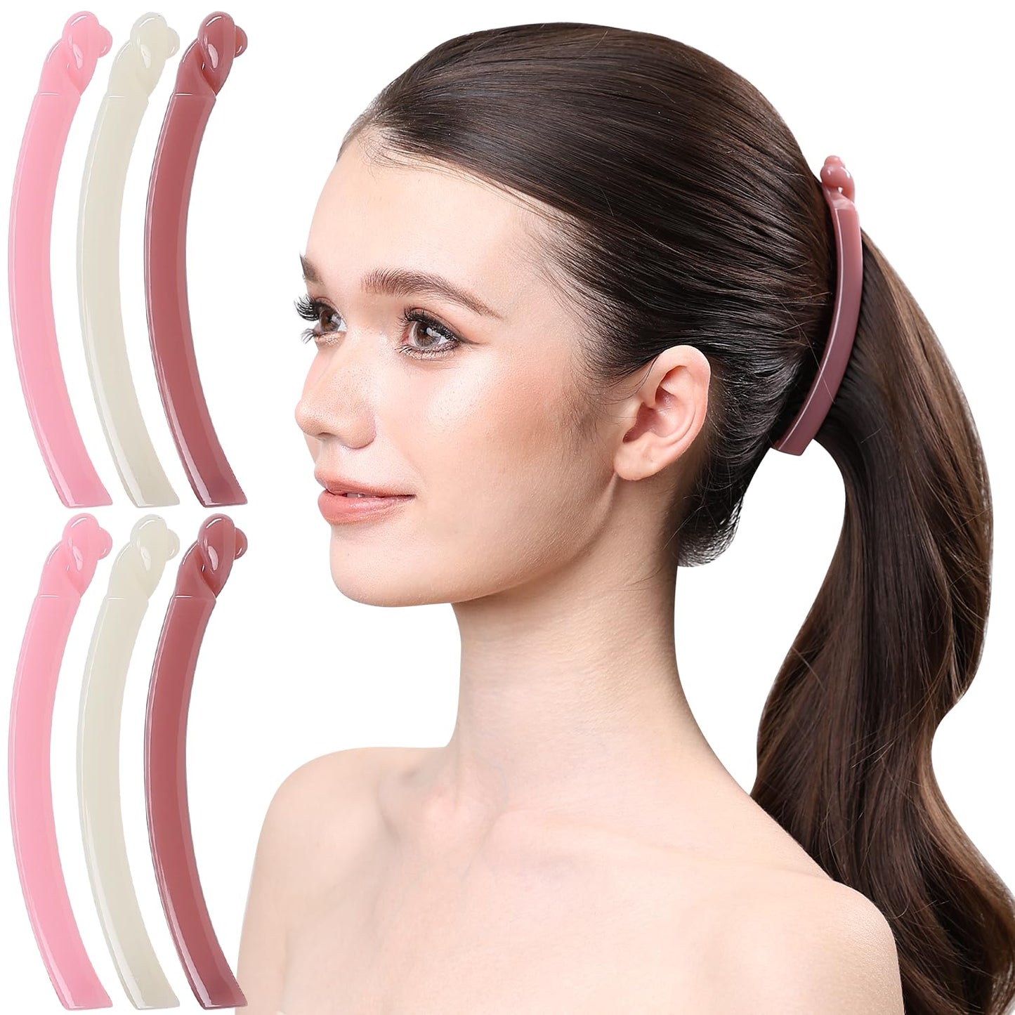 Banana Hair Clip Set - 6 Pcs No-Slip Claw Clips for Thin Hair | Secure Grip, Cherry Blossom Design