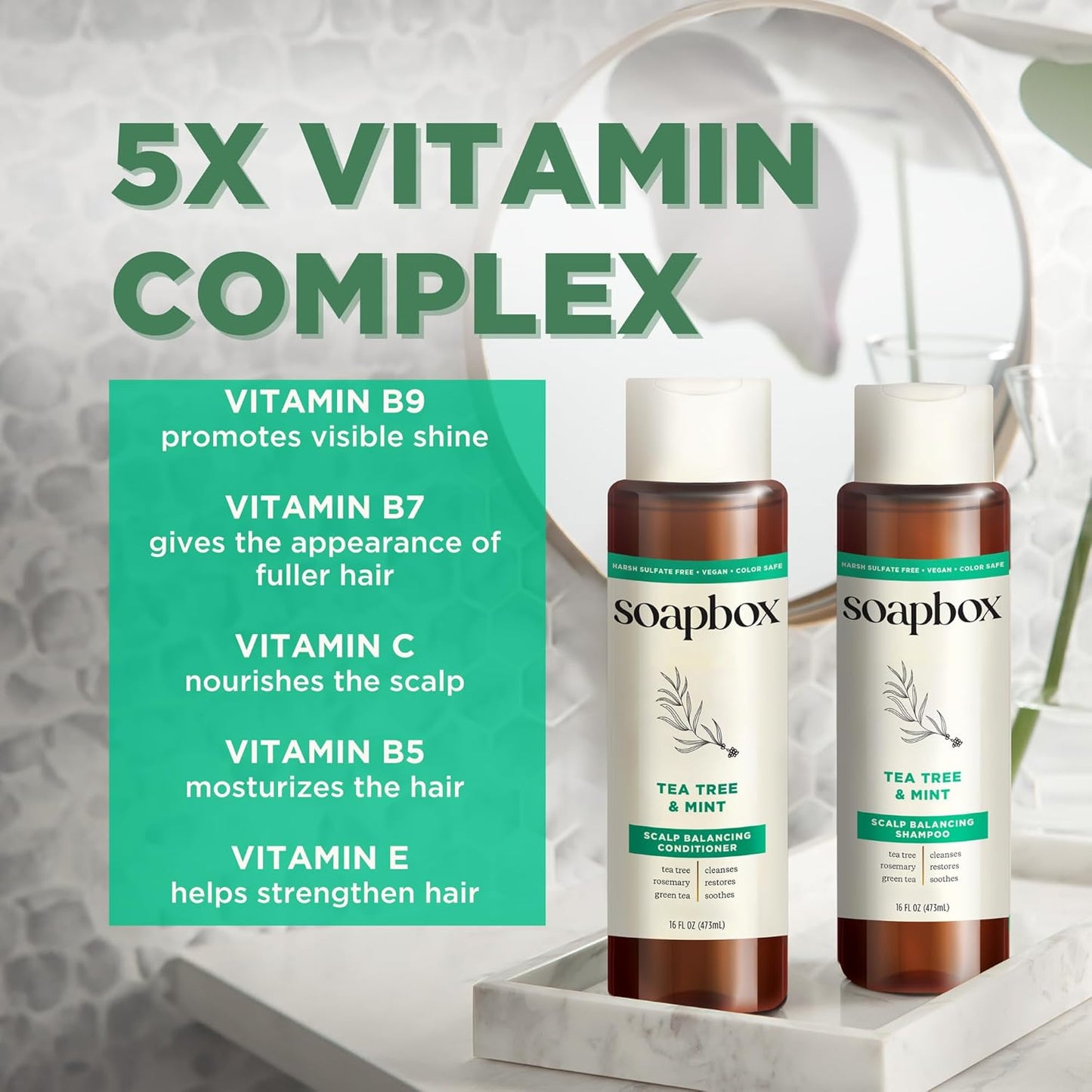 Tea Tree Oil & Mint Shampoo and Conditioner Set - Soothing, Chemical-Free Formula | 1 Liter Each
