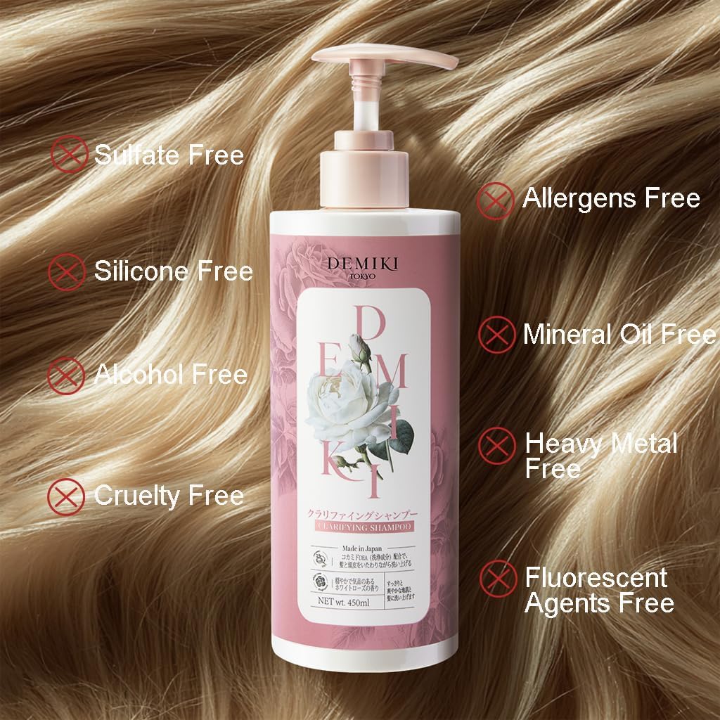 Japanese Shampoo and Conditioner Set for Oily Hair - Sulfate Free, Moisturizing, Rose Scent | 32oz