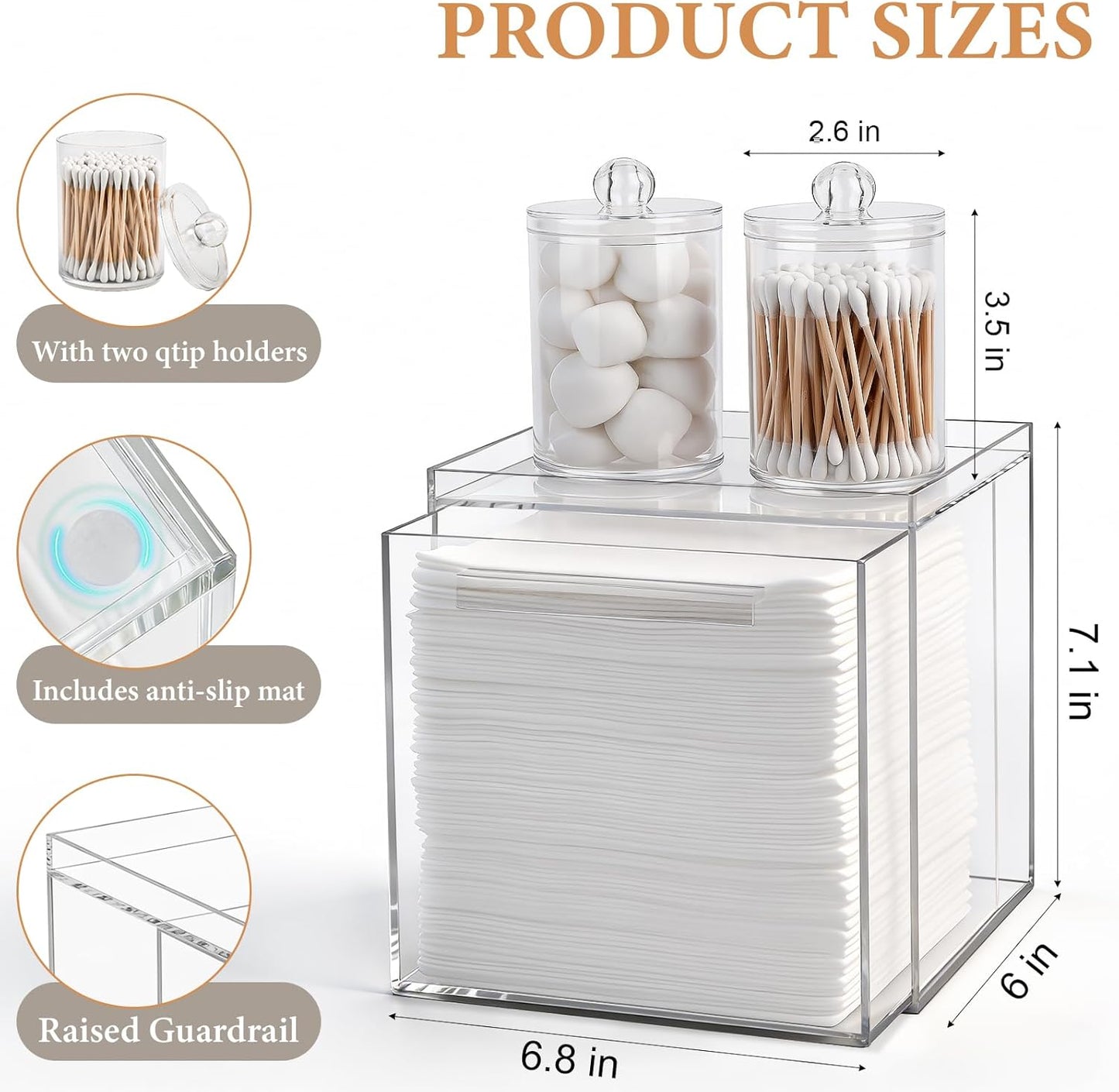 Disposable Face Towels Holder - Acrylic Storage Box for Clean Skin Club Towelettes | XL Bathroom Counter Organizer, Clear