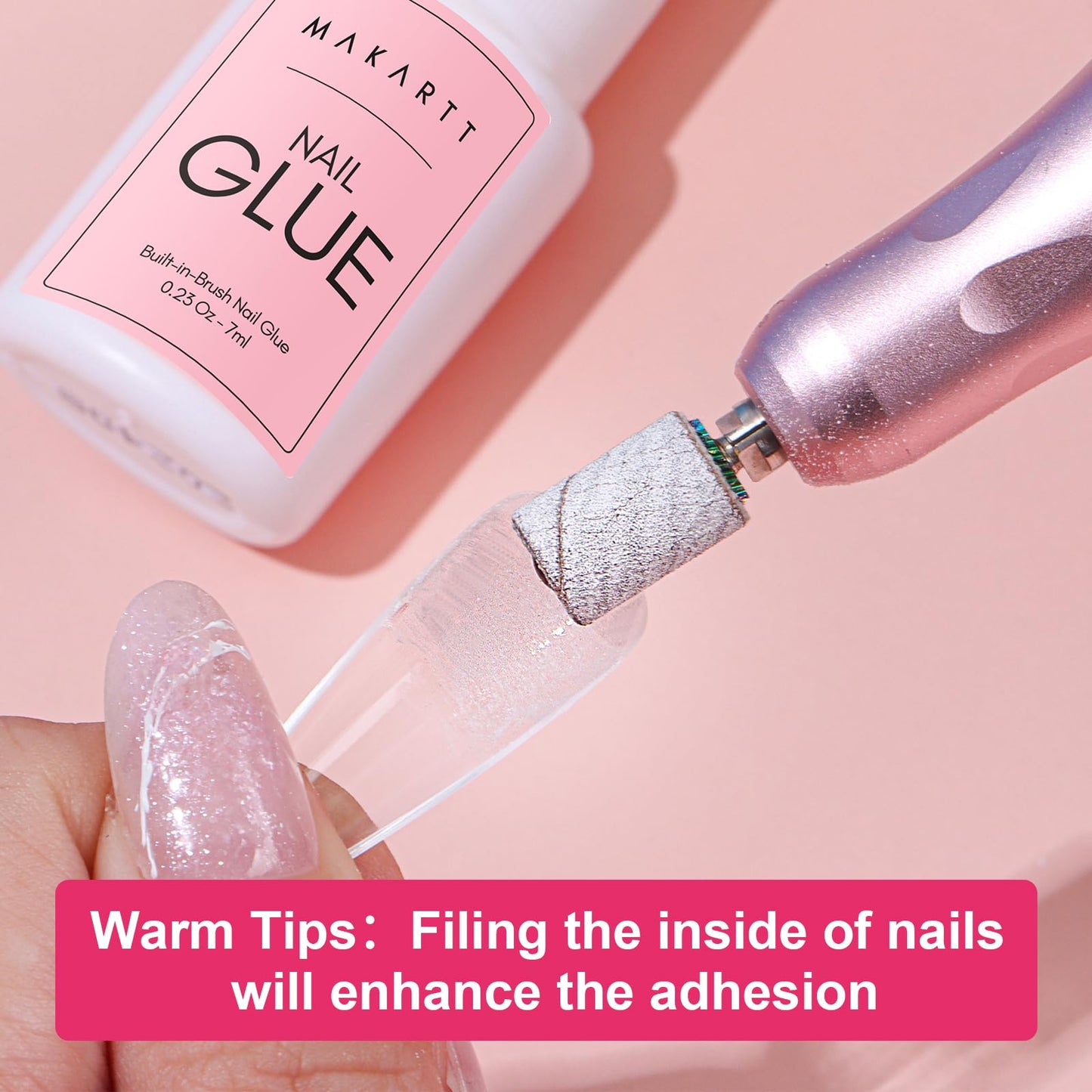 Makartt Super Strong Nail Glue for Acrylic Nails: 7ML 3 Pcs Brush on Nail Glue for Nail Tips Press On Nails Ultra Quick, No UV Lamp, Long-Lasting Hold for Nail Tips, Quick At-Home Manicure