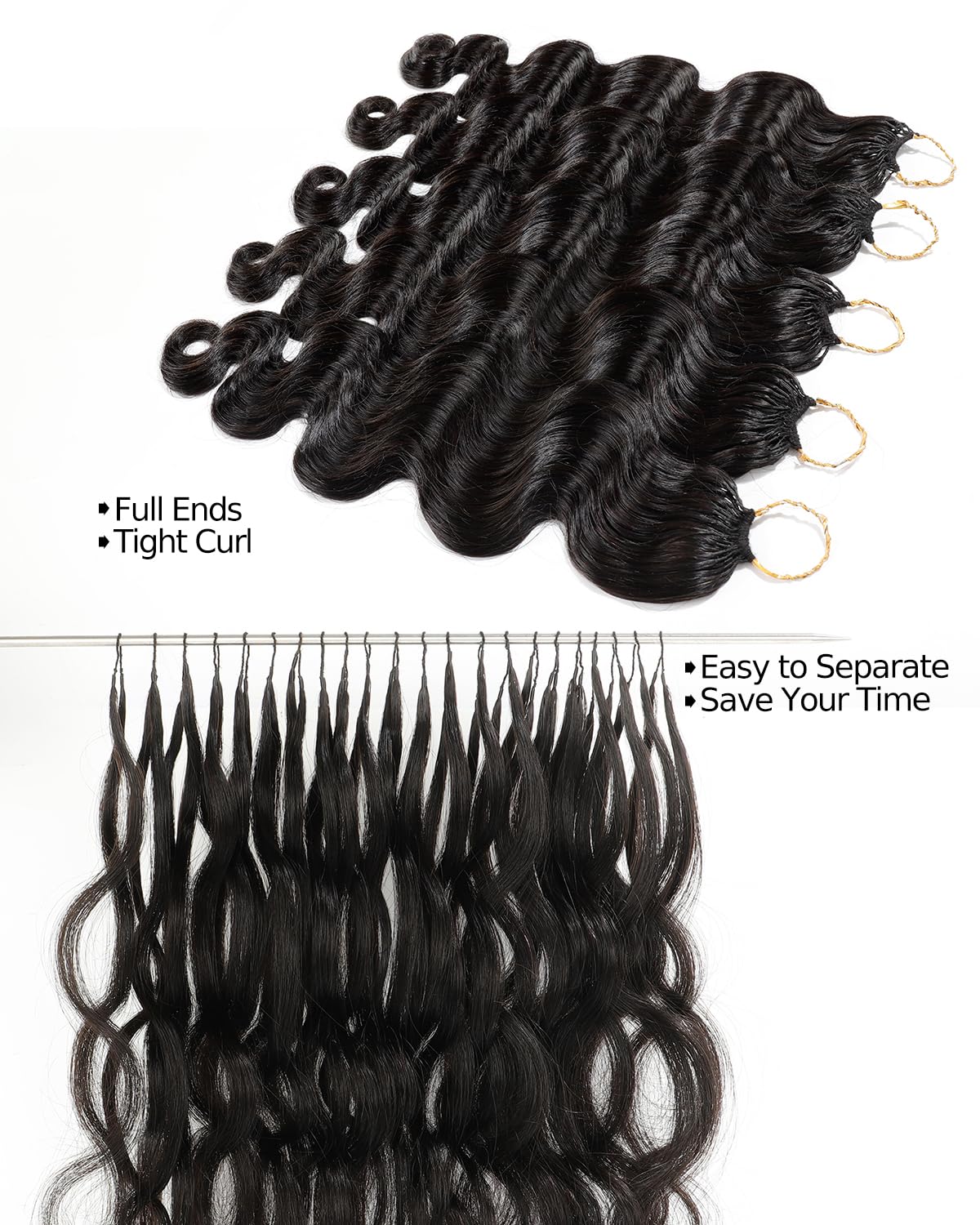 BEEOS Body Wave Remy Human Crochet Hair, Pre-Separated Knotless Feather Crochet Hair for Black Women, Miracle Knots Natural Black 1 PCS 25 Strands 22 Inch