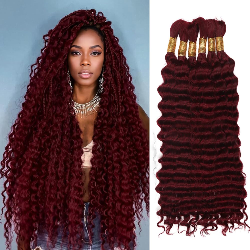Human Braiding Hair - Ombre Deep Water Wave | 150g 16 Inch Curly Braiding Bundles, 1B/30 Highlights