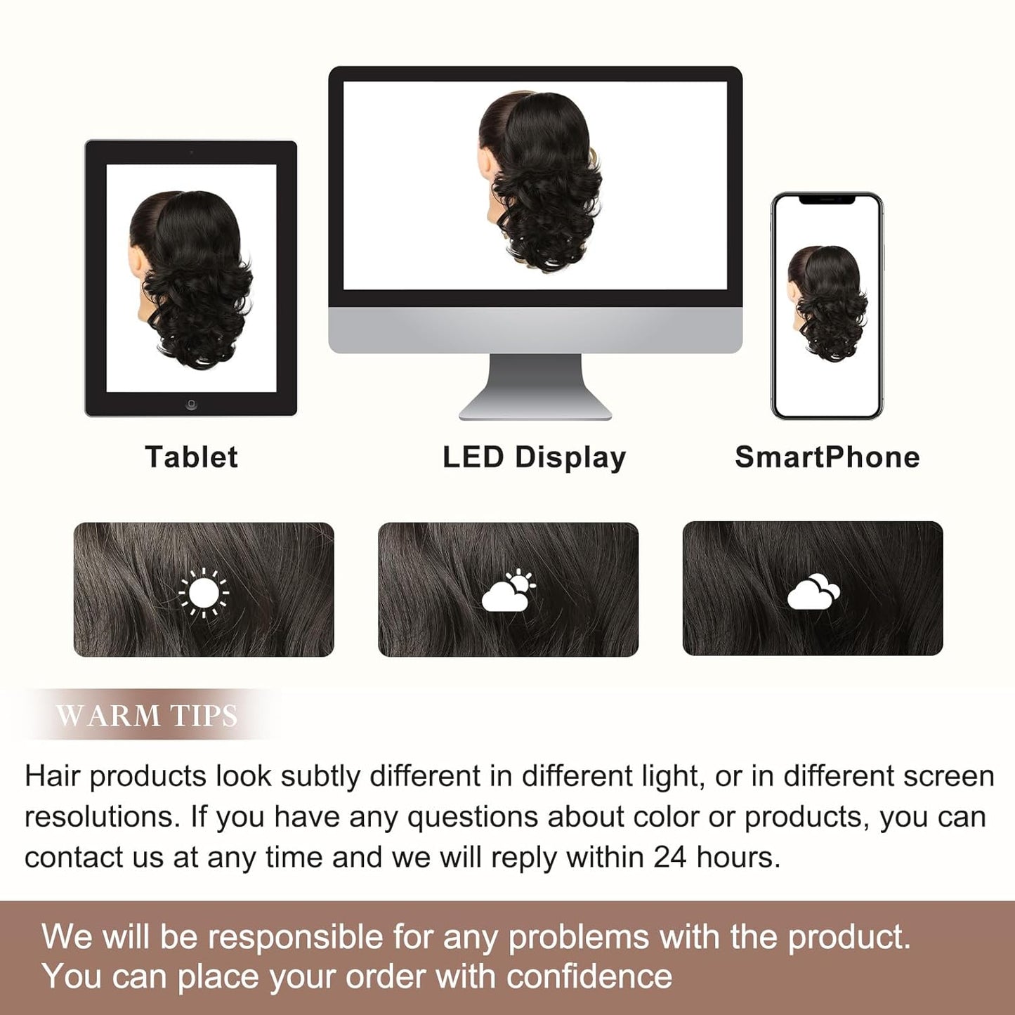 Ponytail Extension - 14 Inch Short Drawstring Hairpiece for Women | Soft Synthetic in Black Brown