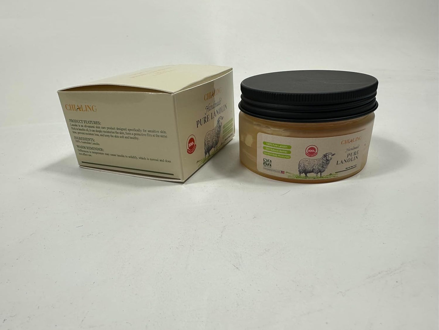 CHIALING 100% Pure Australian Lanolin Cream - USP Grade Moisturizer for Dry Skin, Eczema & Nipple Care | Unscented, 3.5 oz