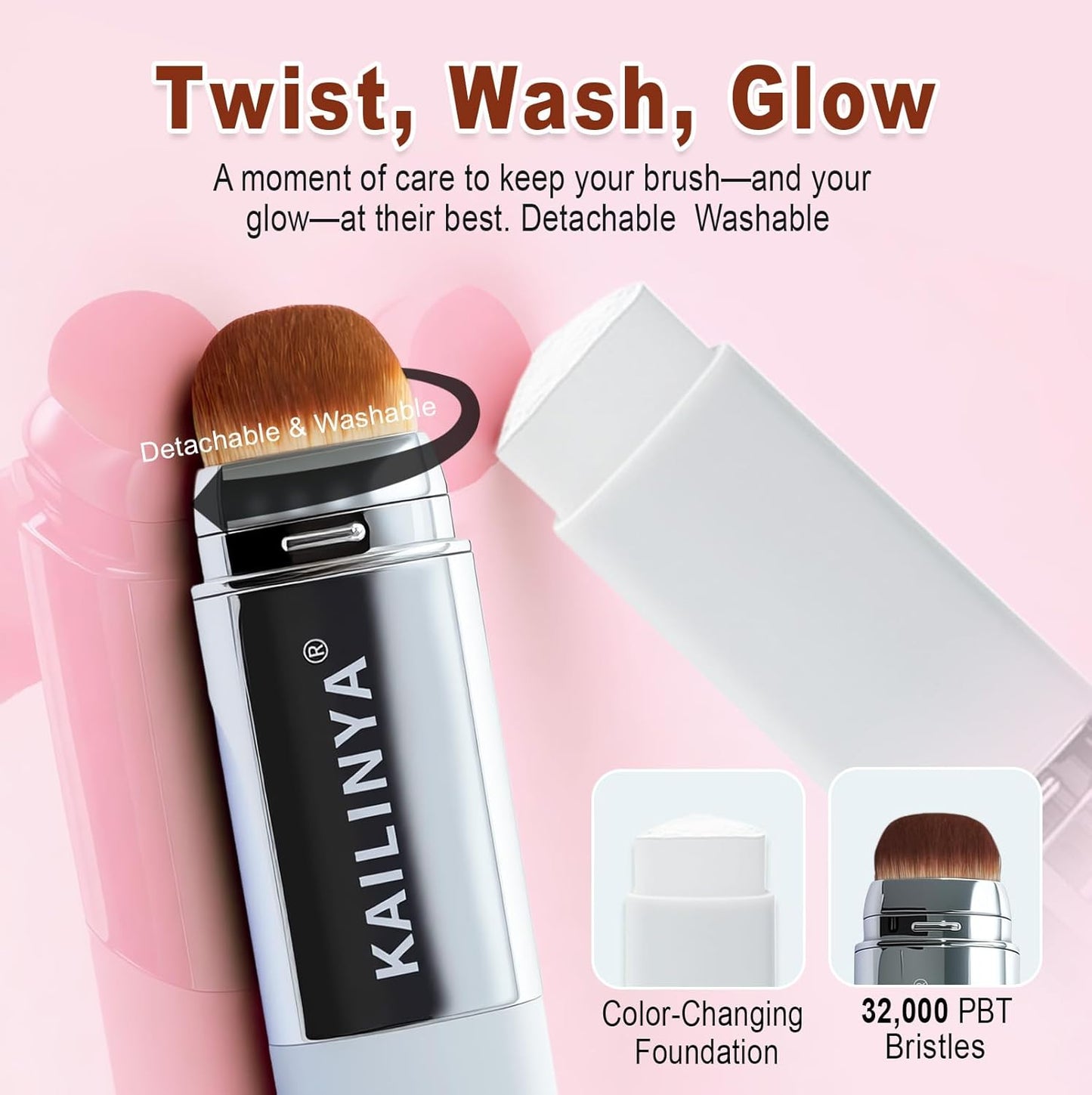 Korean Color Changing Foundation Stick - 2-in-1 Waterproof Hydrating Makeup | Dual-Ended Concealer, Shade 202