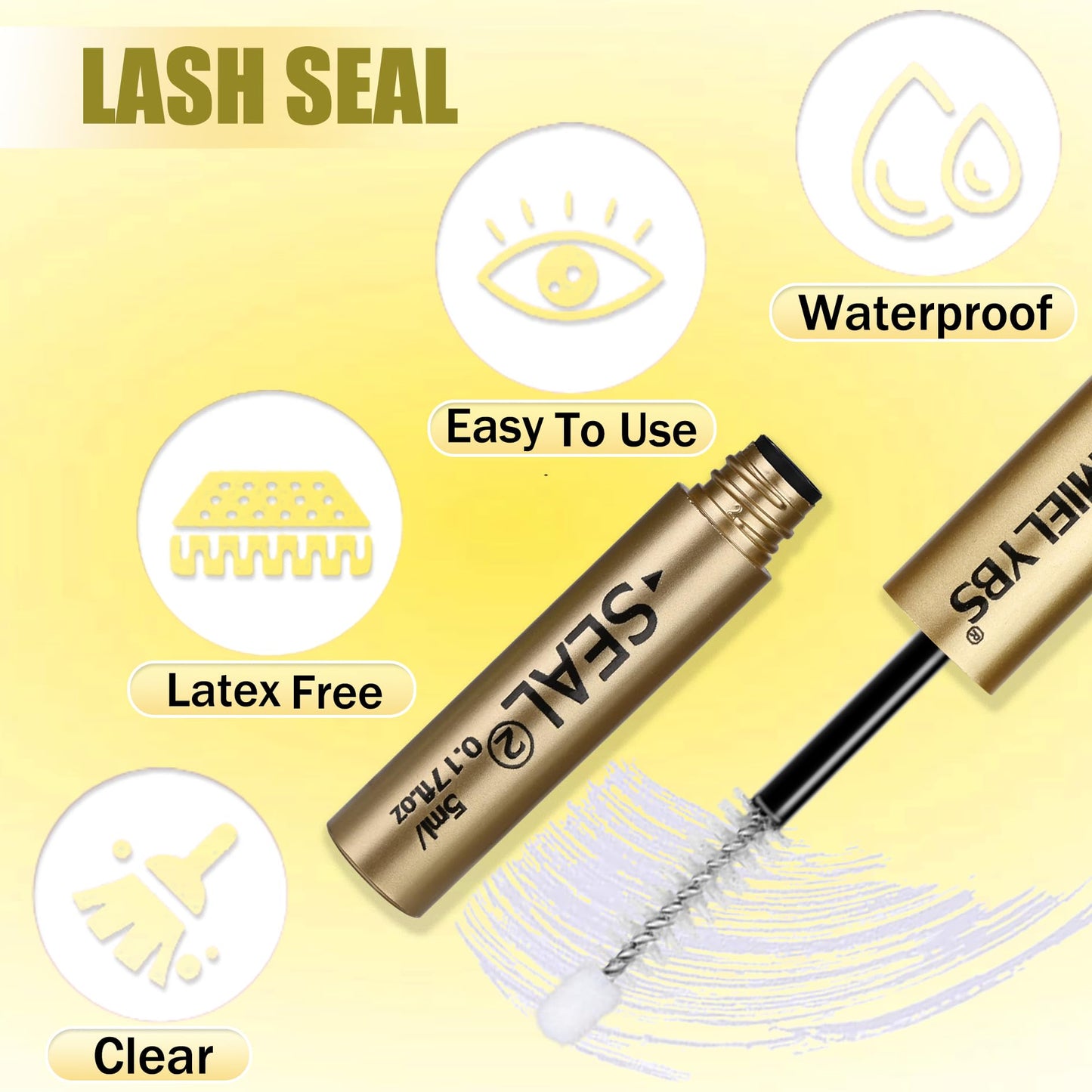 Lash Bond and Seal - Waterproof Lash Cluster Glue, 2-in-1 Strong Hold & Sealant for 72Hrs, Upgraded Long Lasting & Non-Irritating DIY Eyelash Extension at Home, by TMIELYBS (Black Bond,10ML)