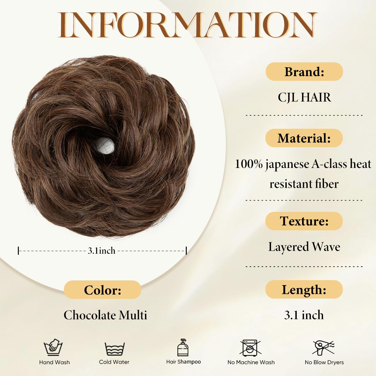 CJL HAIR Small Messy Bun Hair Pieces for Women Thin Hair Synthetic Curly Mini Scrunchies Hairpiece Updo with Elastic Band 2PCs Chocolate Multi