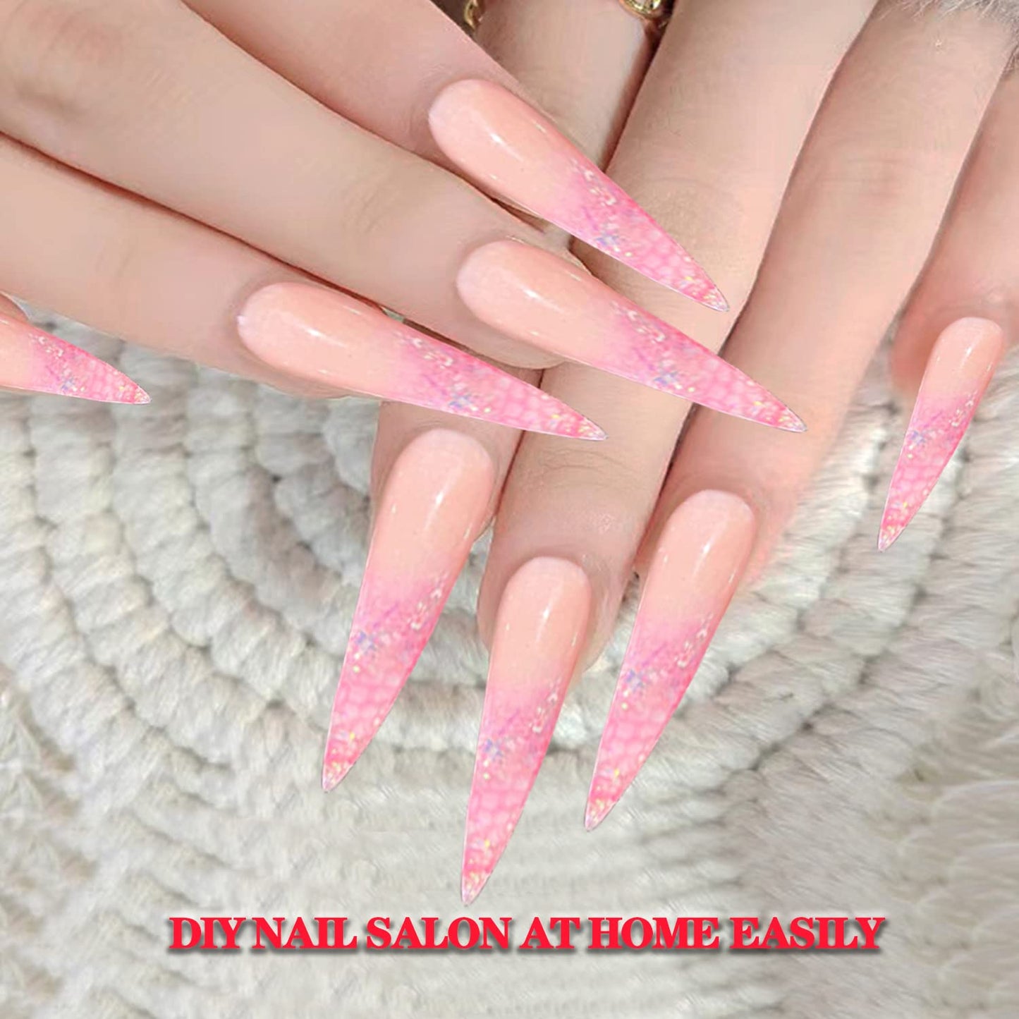 Stiletto Nail Tips - 600PCS XXXL Extra Long Full Cover for Acrylic Nails | 12 Sizes Clear Flattened Fake Nails