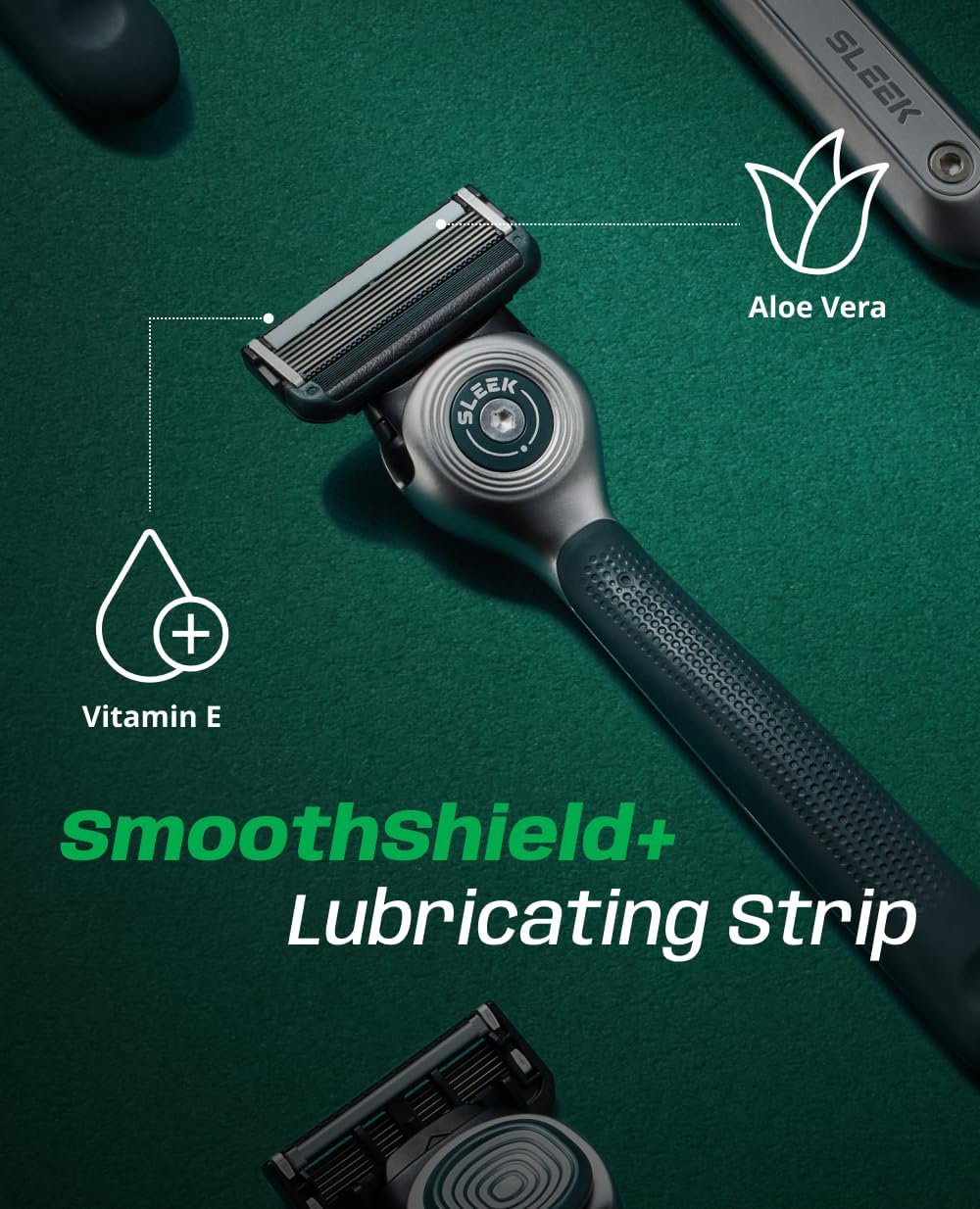 DORCO Sleek 6 Blade Razor for Men - Multi-Flex Technology for a Smooth Shave | Includes Handle, Stand & 5 Cartridges