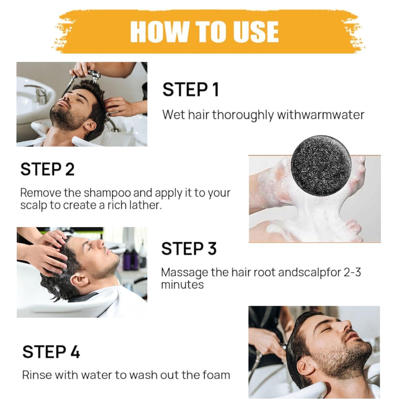 F FENG PEI Black Shampoo Bar for Hair & Beard Darkening,Gray Hair Reverse Bar Soap,Deep Clean & Nourish the Scalp, Black Soap for Gray Hair Coverage, Natural Darkening Shampoo Soap 2Pcs