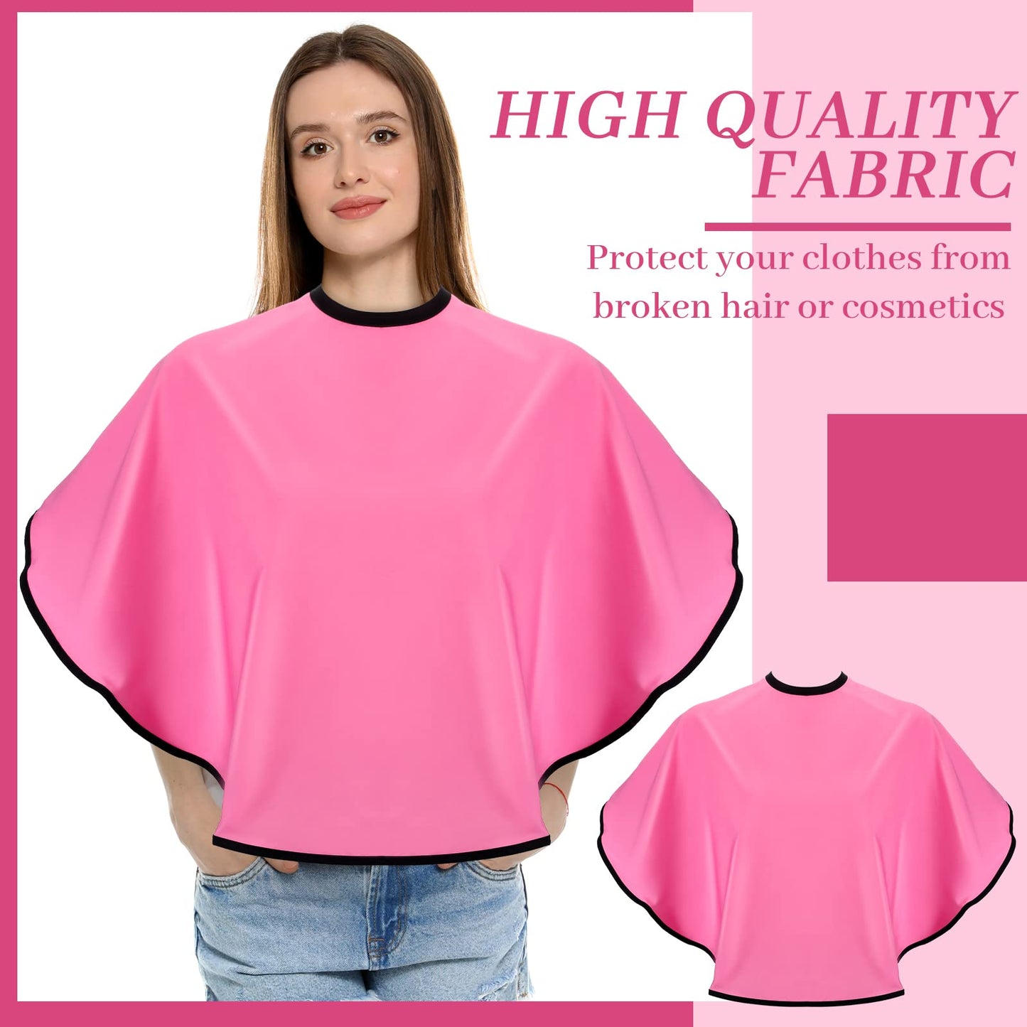 SATINIOR 4 Pieces Barbers Cape Salon Makeup Waterproof Hair Color Hair Cutting Cape for Women, Men and Kids(Rose Red)