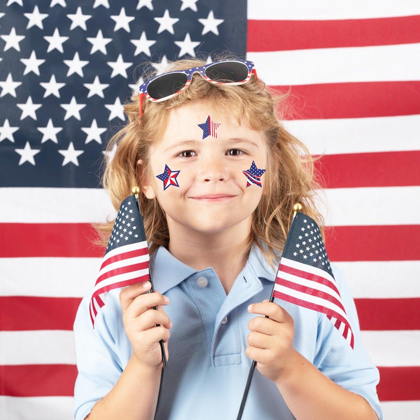 Anwyll American Flag Star Stickers - 500Pcs 1.5Inch USA Patriotic Seals Labels Stickers Self Adhesive 4th of July Sticker Memorial Veterans Day Sticker for 250th Anniversary Independence Day Reward