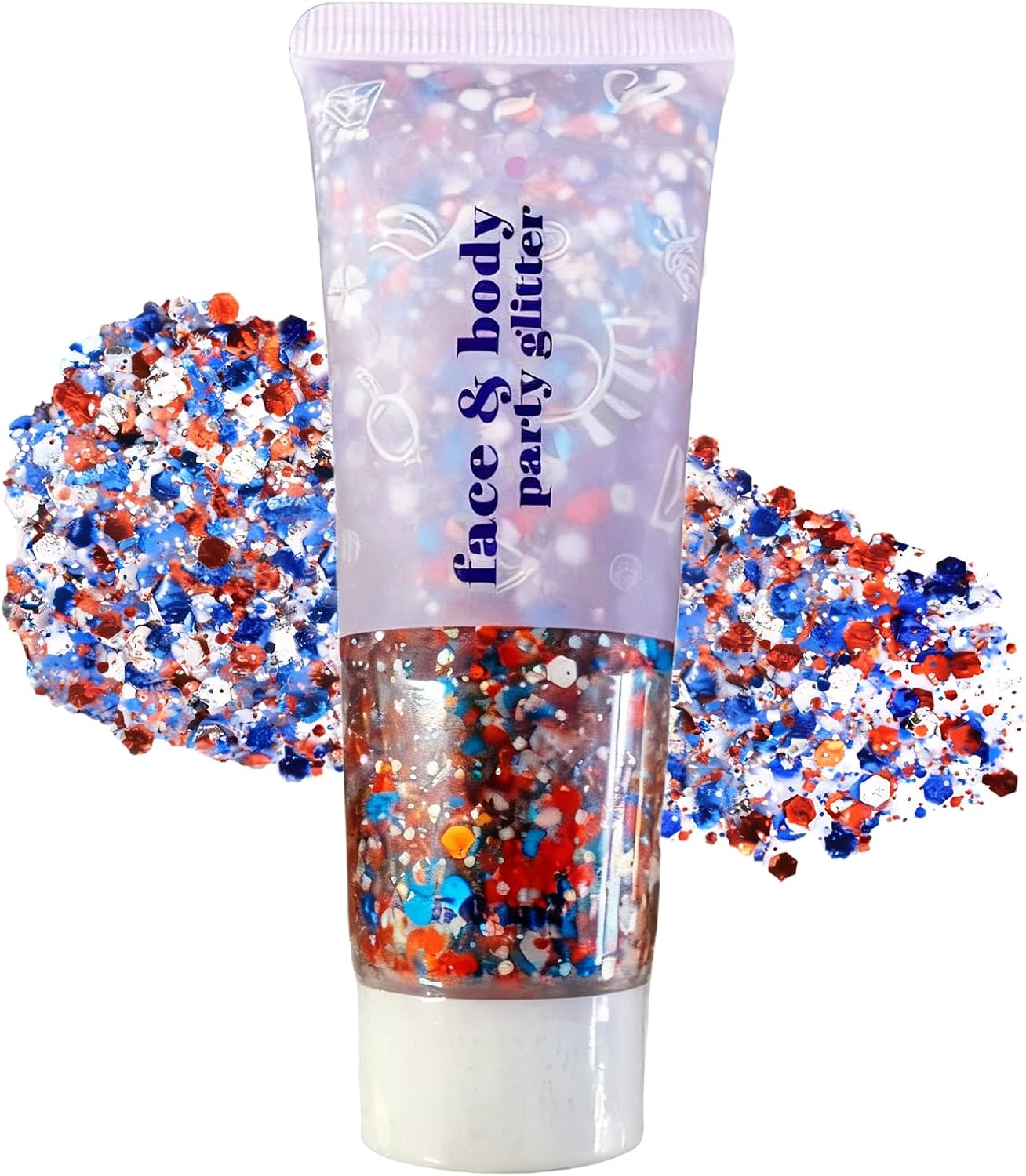 USA Flag Glitter Hair & Body Makeup - Perfect for 4th of July Celebrations | Red, White & Blue