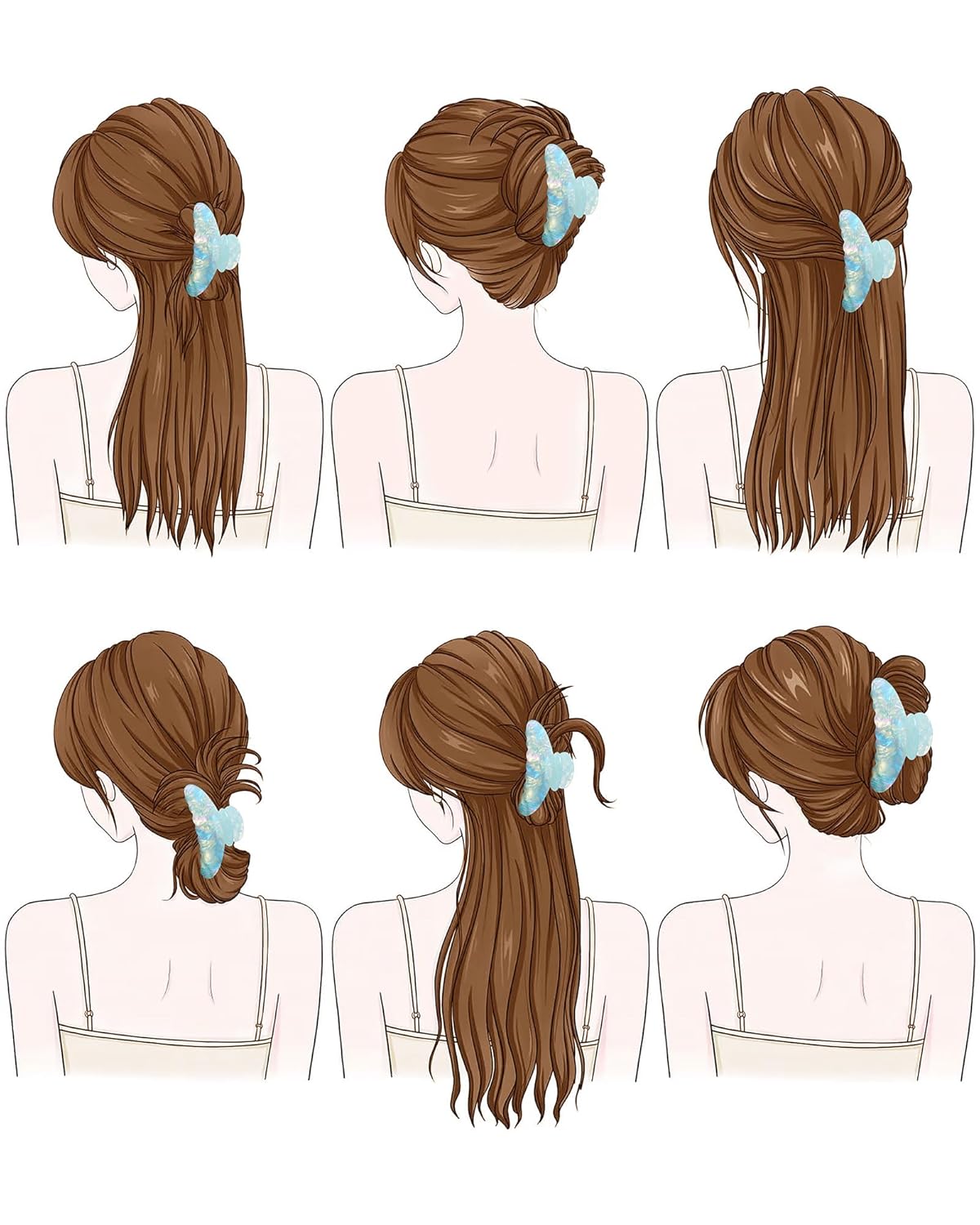 Acrylic Hair Clips - 4 Pack Nonslip Large Hair Grips for Thin & Thick Hair | French Banana Barrettes (Pink, White, Green, Champagne)
