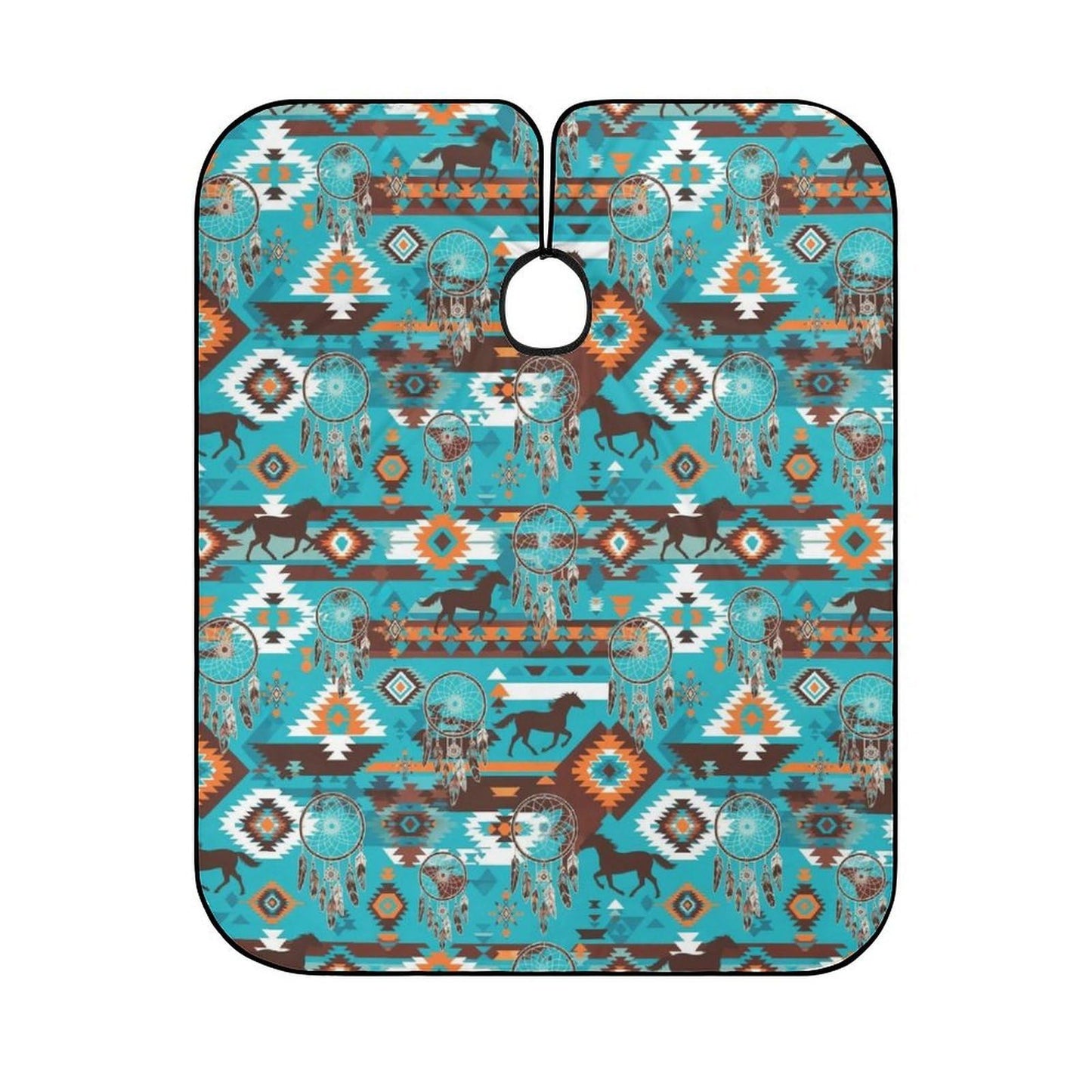 Fashion Hair Cutting Barber Cape, Professional Haircut Salon Cape for Men Women Southwest Native American Ethnic Horse Dreamcatcher Art Turquoise