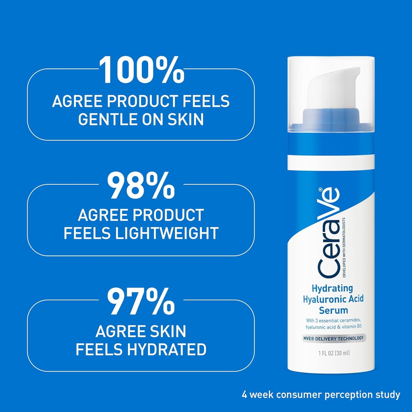 CeraVe Hyaluronic Acid Serum - Hydrating Face Serum with Vitamin B5 & Ceramides | 1 Ounce