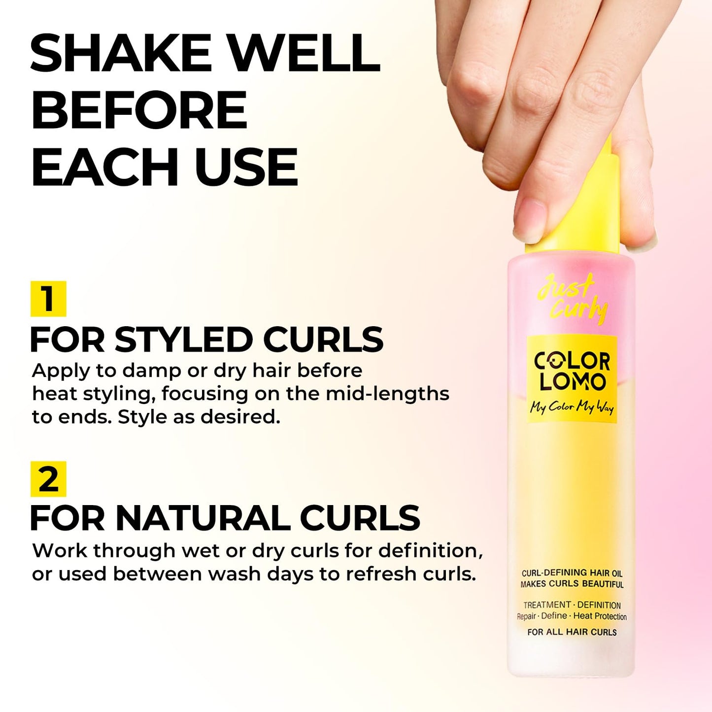 COLORLOMO Styling & Curl Defining Oil Serum | 24-Hour Touchable Hold Hair Oil for Natural & Styled Curly Hair l Heat Thermal Protection, Creates Smooth, Shiny, Lightweight Hair