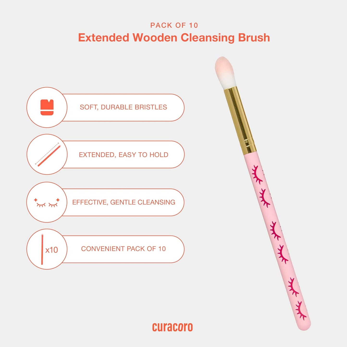 Lash Shampoo Brushes Set - Eyelash Cleansing Brush for Extensions | Soft Makeup Remover Tools (Pink, Pack of 10)