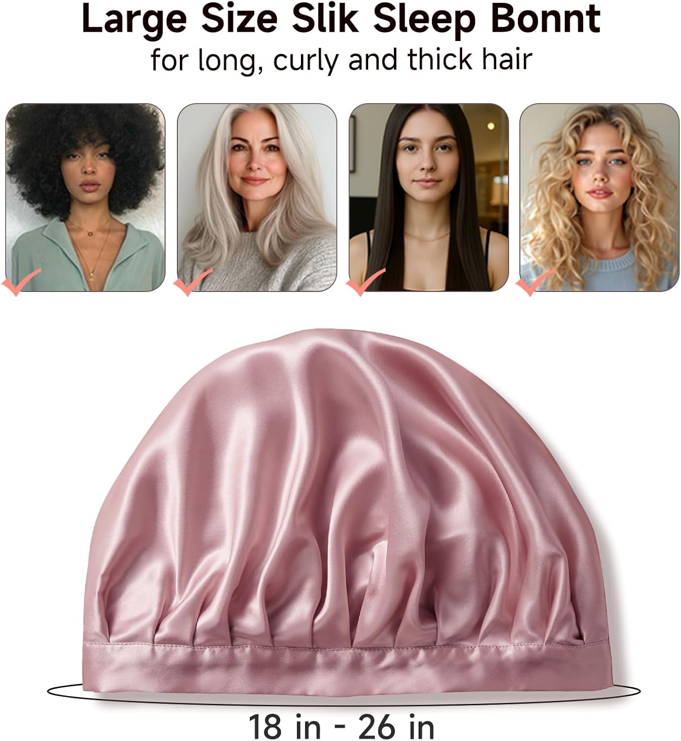 100% Mulberry Silk Bonnet for Women - 22 Momme Double Layer Non-Slip Sleep Cap | Adjustable Hair Wrap