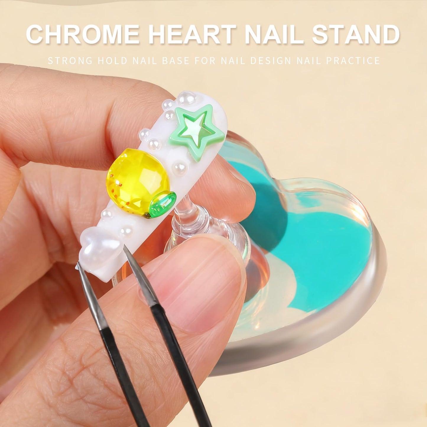 Fandamei Nail Stand, 2 Set Nail Holder for Painting Nails, Press on Nail Stand, Nail Stands for Nail Art. Magnetic Acrylic Nail Practice Display Stands with Double-sided Tape