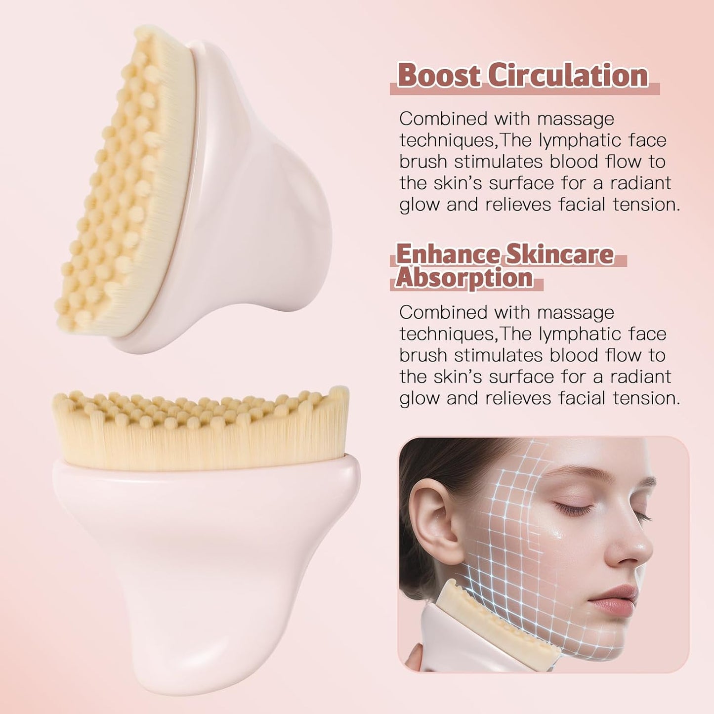 Lymphatic Contour Face Brush - Gua Sha Tool for Sculpting, De-Puffing & Radiant Skin | Facial Massage Tool