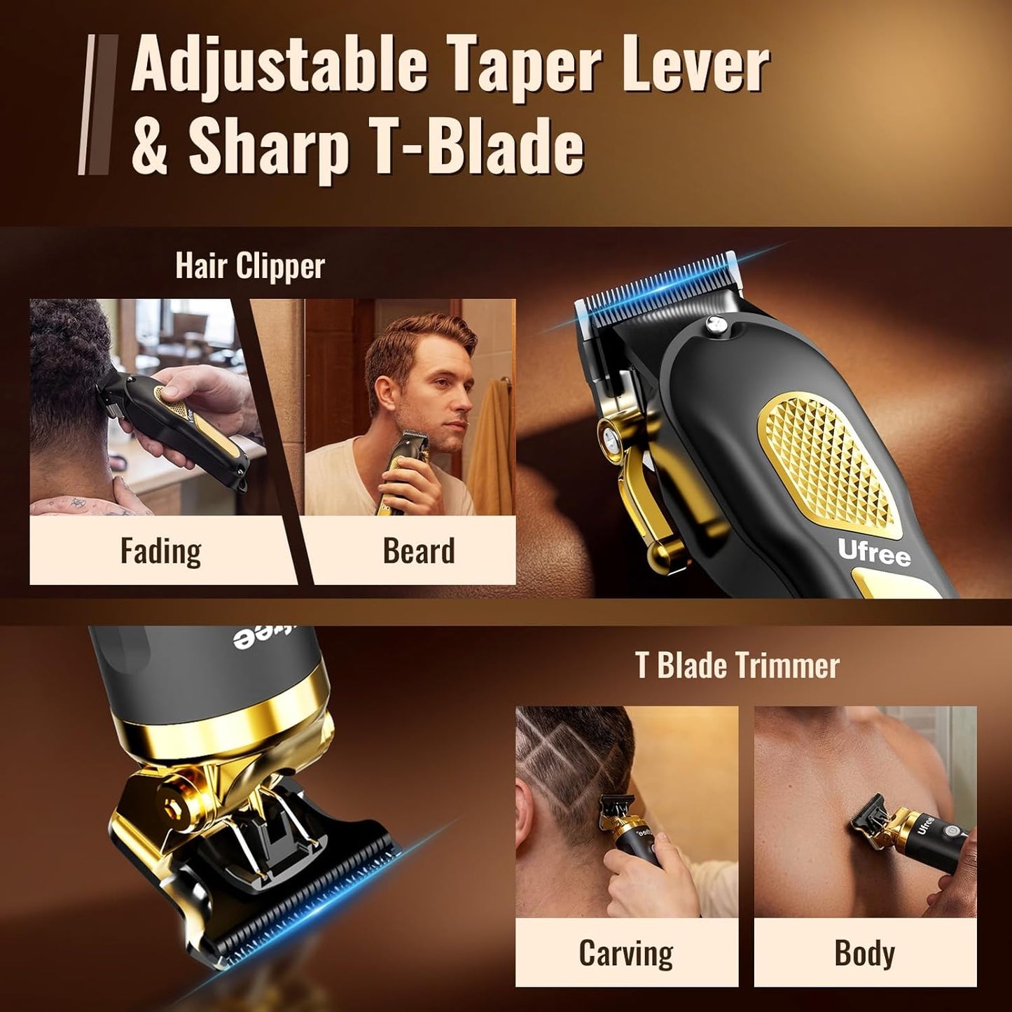 Ufree Hair Clippers for Men - Cordless Grooming Kit with Trimmers | Perfect Gift Set