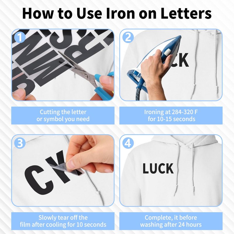 10 Sheets 440 Pieces Iron on Letters for Clothing, 2 Inch Heat Transfer Letters, Black Iron on Vinyl Letters with A-Z PU Alphabets Sticker for Fabric, Jersey T-Shirt Printing DIY Craft