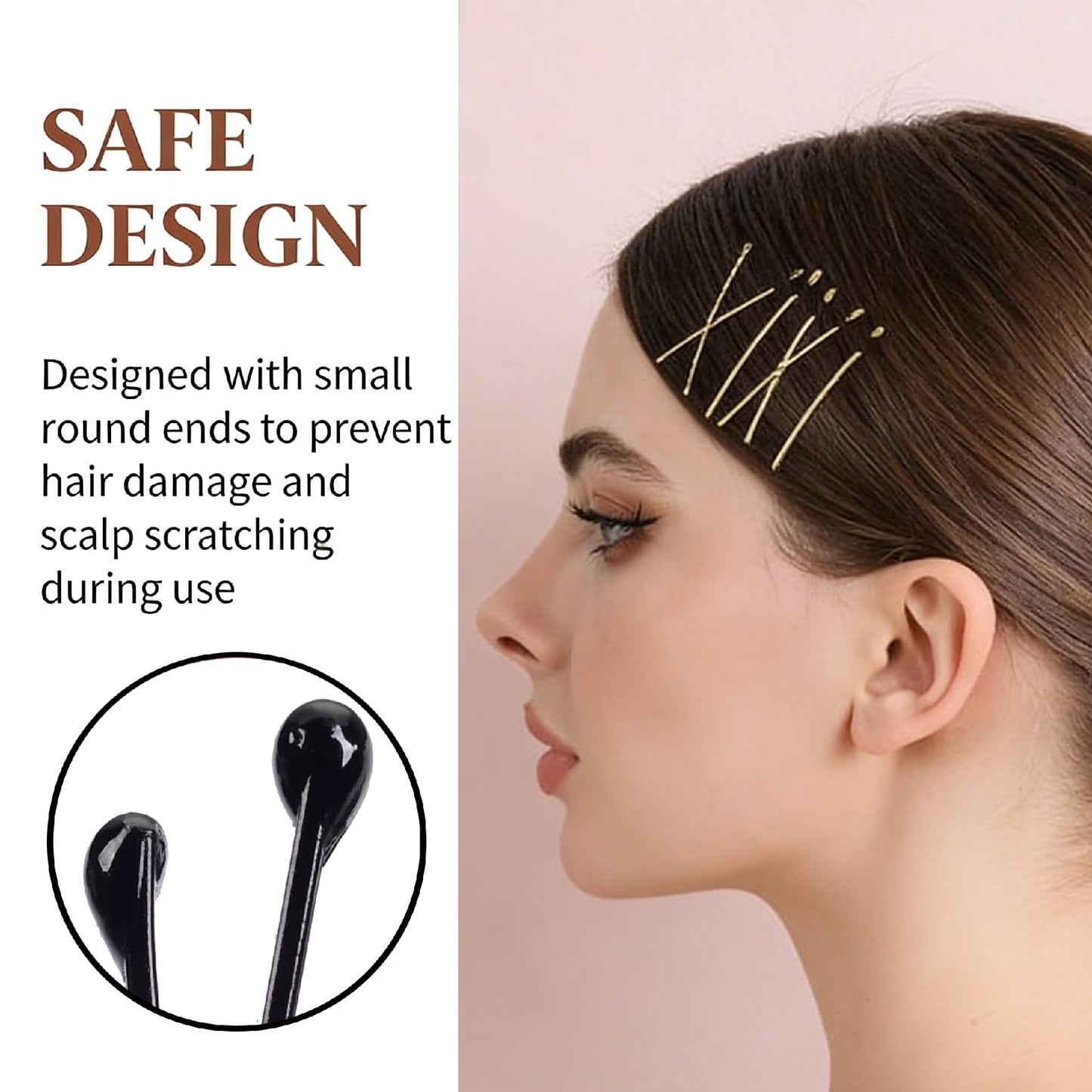 DEFENSUN 200 Pcs Brown Thick Bobby Pins Set - 4 Style Mix (2.2" 2.36" 2.75" Bobby Pins & 2.36" U-Shape) - 50pcs Each - Premium Reusable Hair Accessories with Storage Box