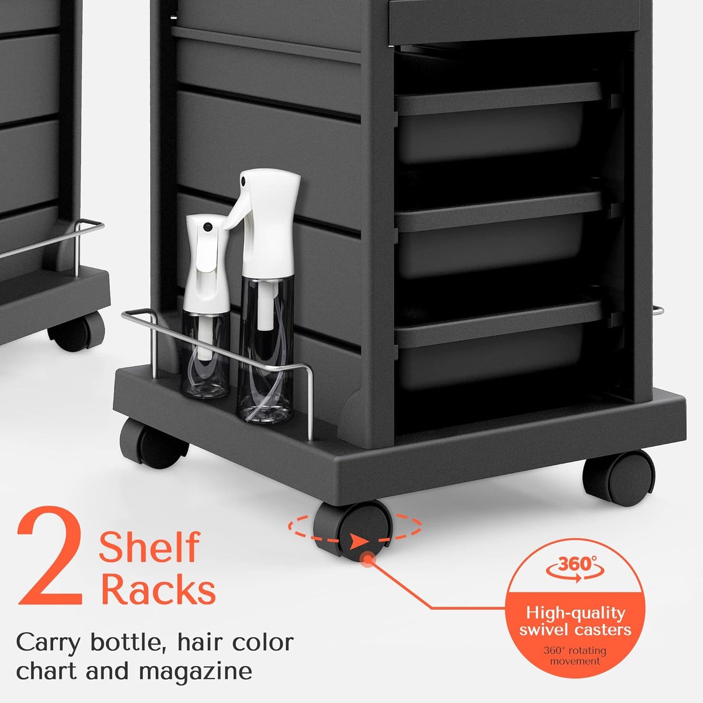 Salon Trolley - Space-Saving Rolling Cart with 6-Tray Storage for Salons & Tattoos | Multipurpose Design