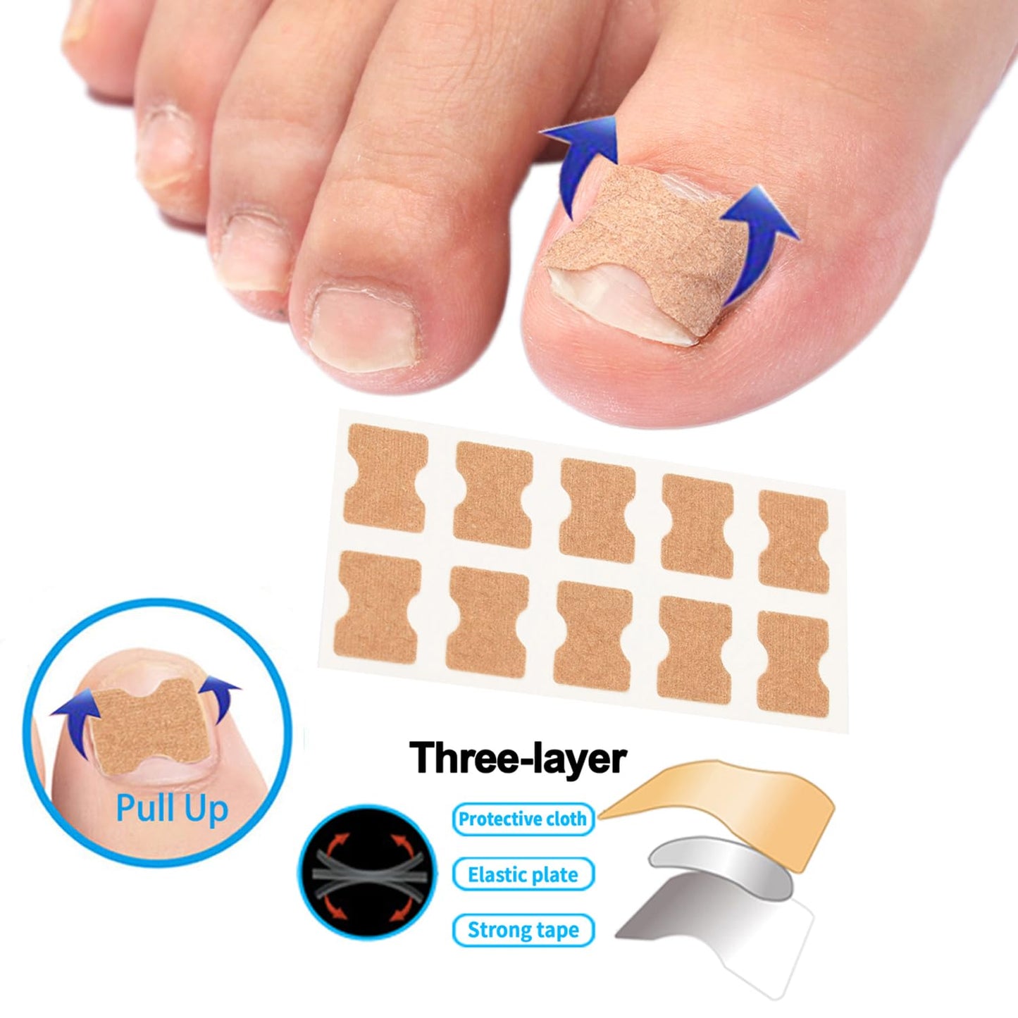 CHEMAILON Professional Ingrown Toenail Correction Kit - Stainless Steel Ingrown Toenail Clippers, Correction Patches, Lifter & Tools for Ingrown Toenail Treatment, Home Pedicure Solution