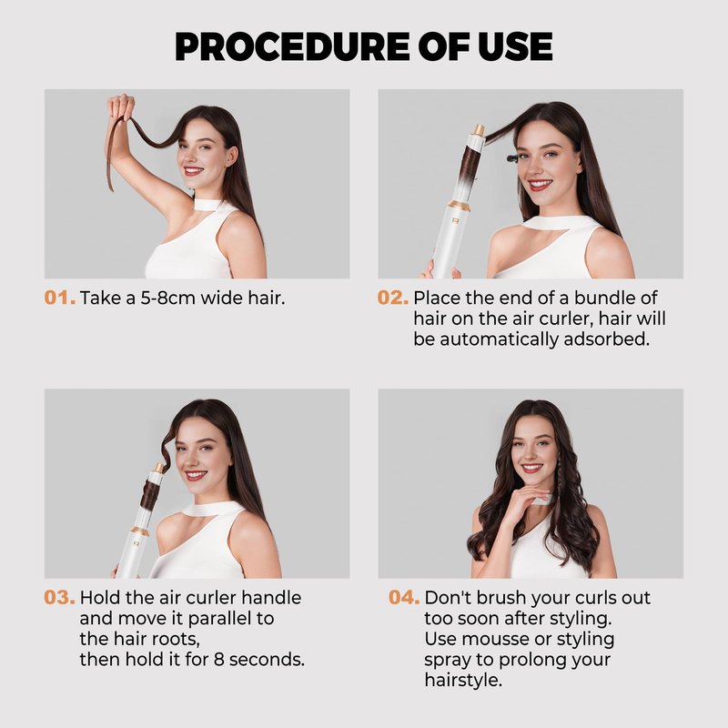 5 in ONE Hair Dryer Brush, Blow Dryer Curling Wand Hair Styling Tools Set, Ionic Hot Air Brush Round Brush Blow Dryer, Left&Right Styler 100-120V