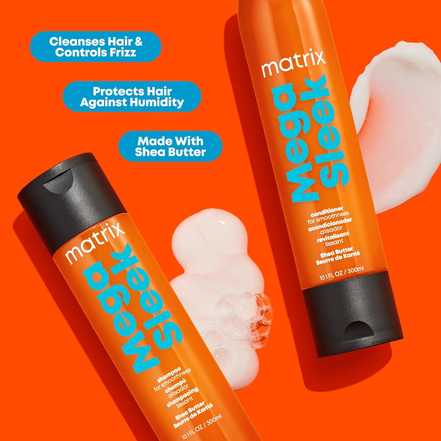 Matrix Mega Sleek Shampoo - Smoothing & Detangling Formula for Dry, Damaged, Frizzy Hair | 33.8 Fl Oz
