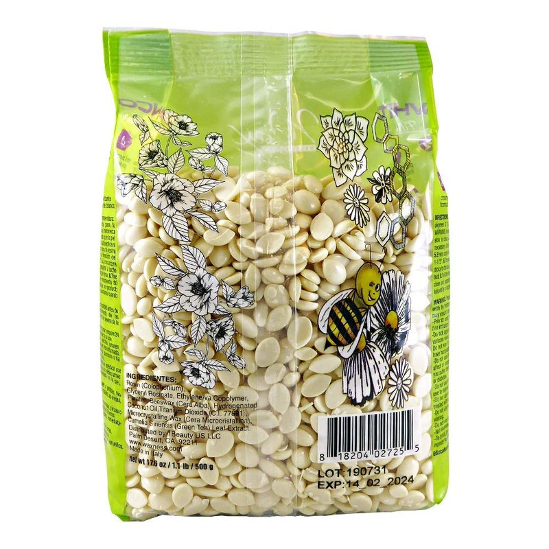Waxness Film Hard Wax Beads White Tea Cream 1.1 lb (500 g) – Stripless Professional Hard Wax with White Tea Scent for Face & Body, Smooth Application – Made in Italy