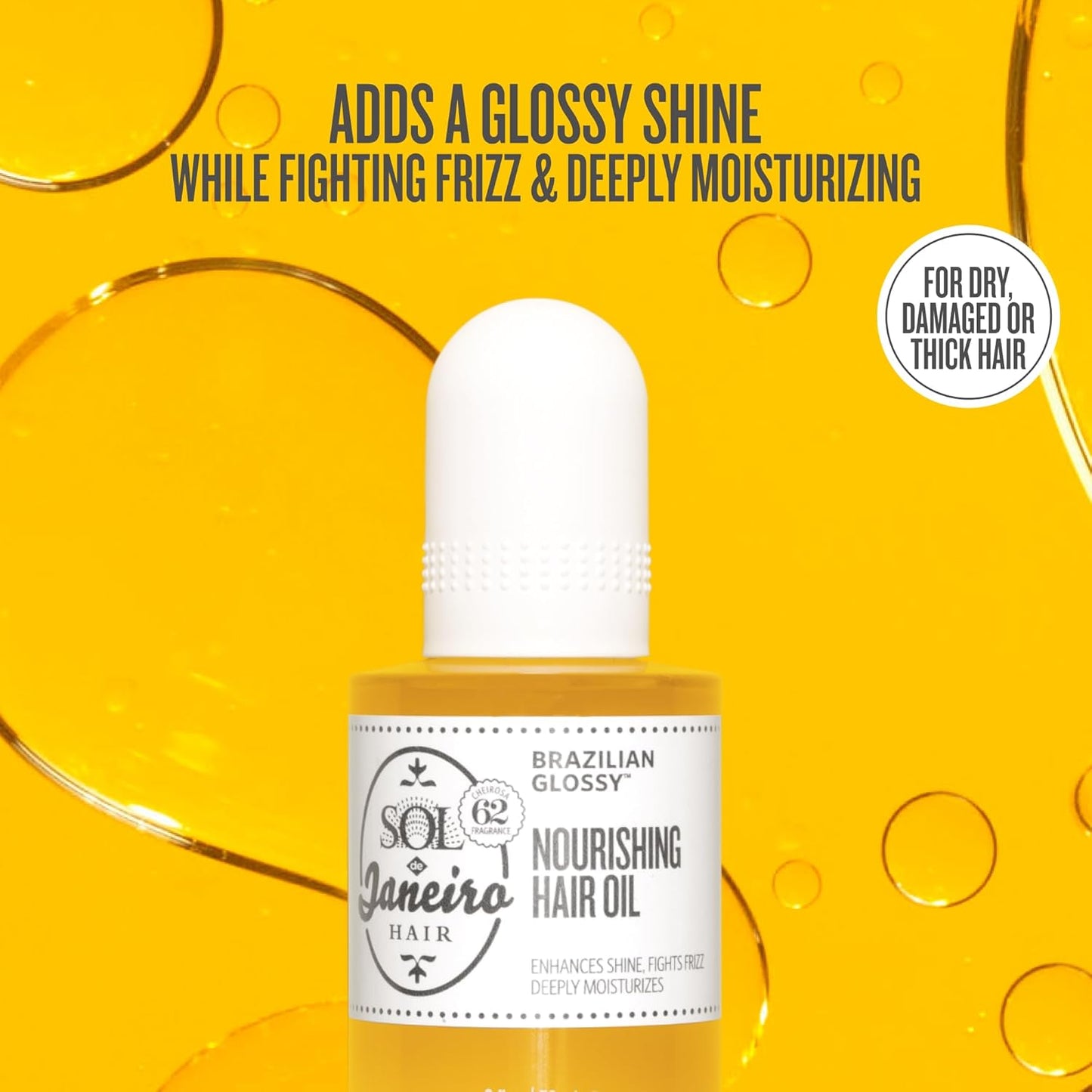 Brazilian Glossy Nourishing Hair Oil - Frizz Control & Shine | 3.4 oz