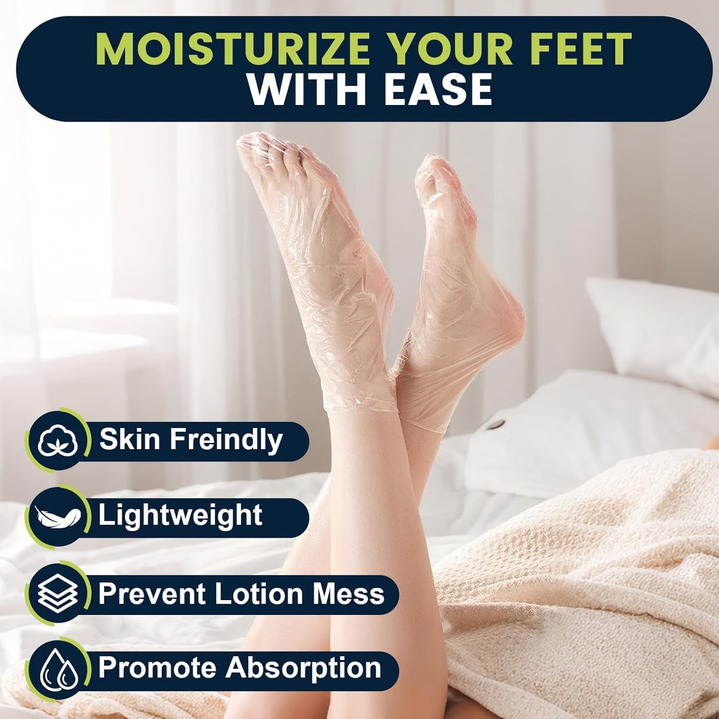 Plastic Foot Covers - 200PCS Leak-Proof Moisturizing Masks for Pedicure & Foot Care | Fits Up to USA Size 9