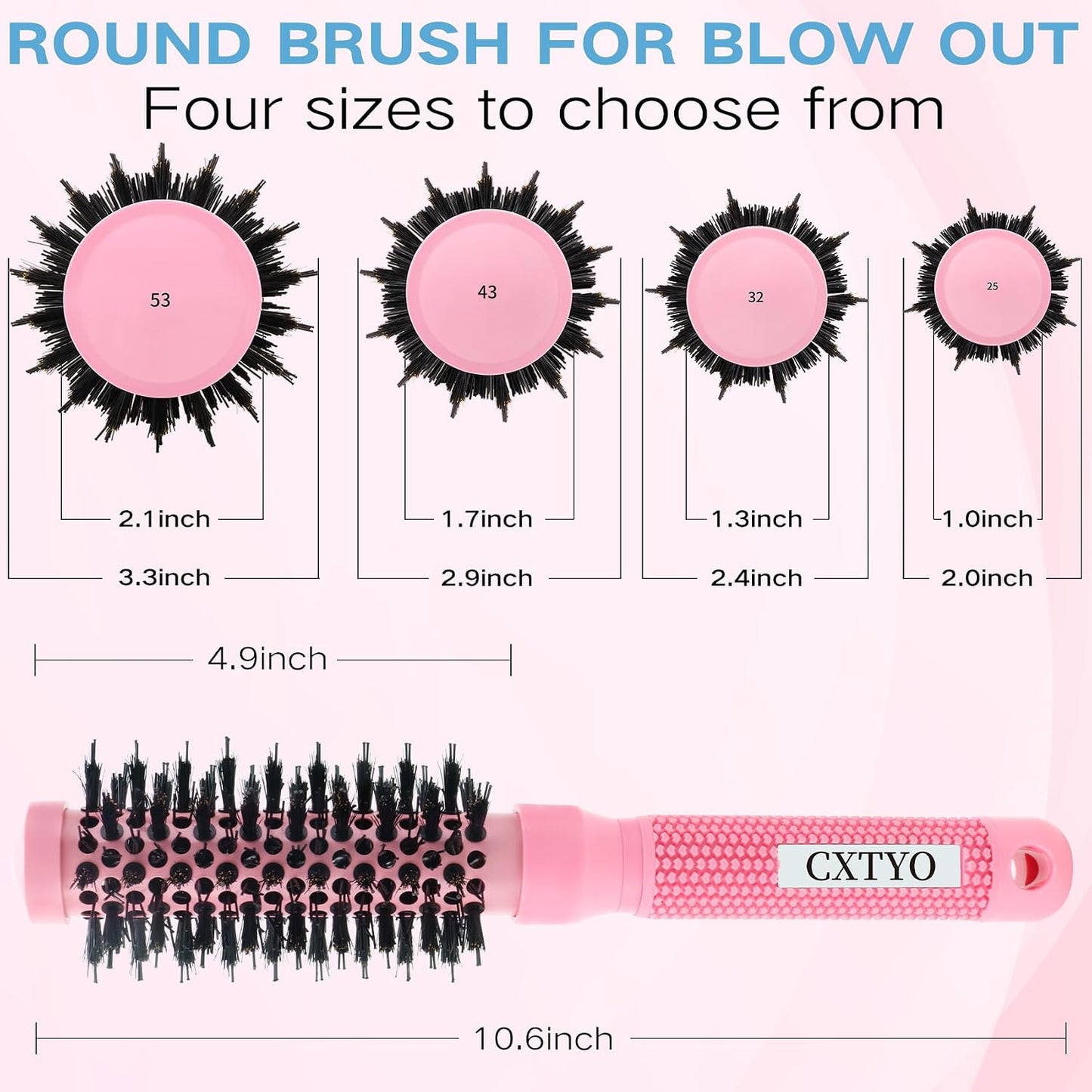 Round Brush for Blowout - Nano Thermal Ceramic & Ionic Tech for Short Hair | 2.0 Inch Barrel