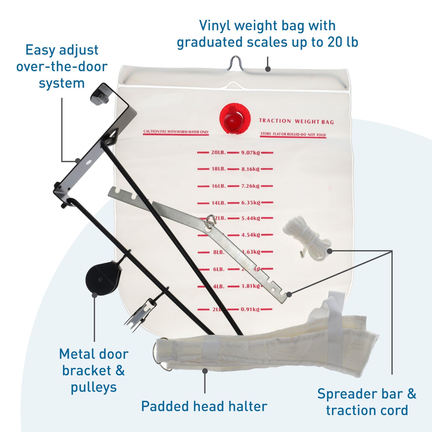 BodyMed Cervical Traction Device - Over-The-Door Neck Cradle Stretcher for Home Therapy for Vagus Nerve and Spinal Decompression - Discomfort Aid Physical Therapy Equipment