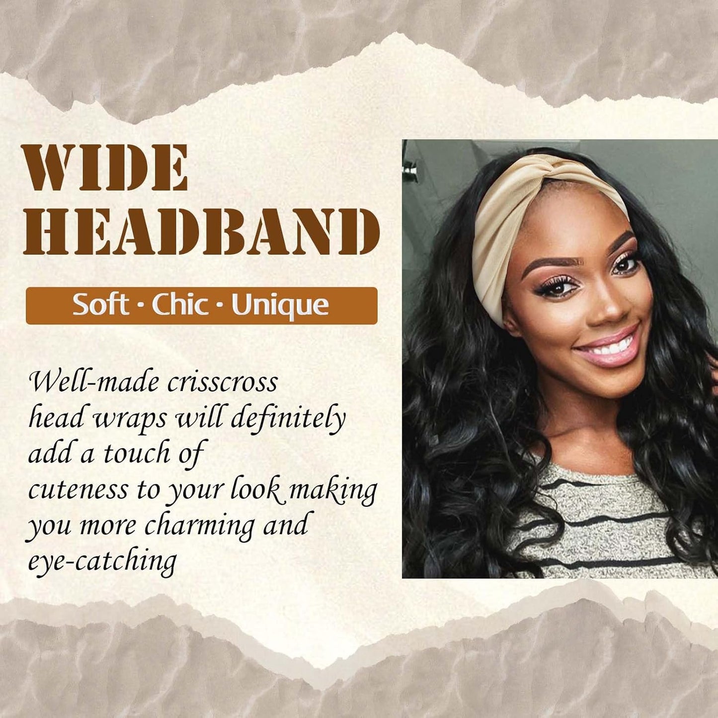 Bandana Headbands for Women - Large Turban Wraps | Knotted Criss Cross Design, Perfect for Workouts