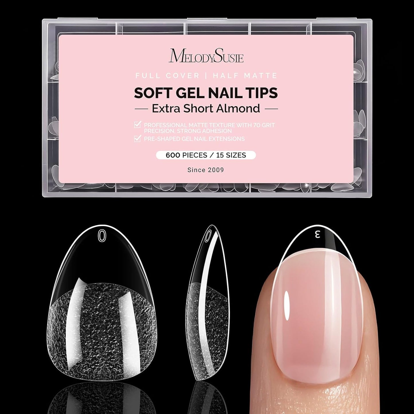 Short Square X Nail Tips - 600 Pcs Clear Acrylic Press-On Nails | Half Matte Full Cover for DIY & Salon Use