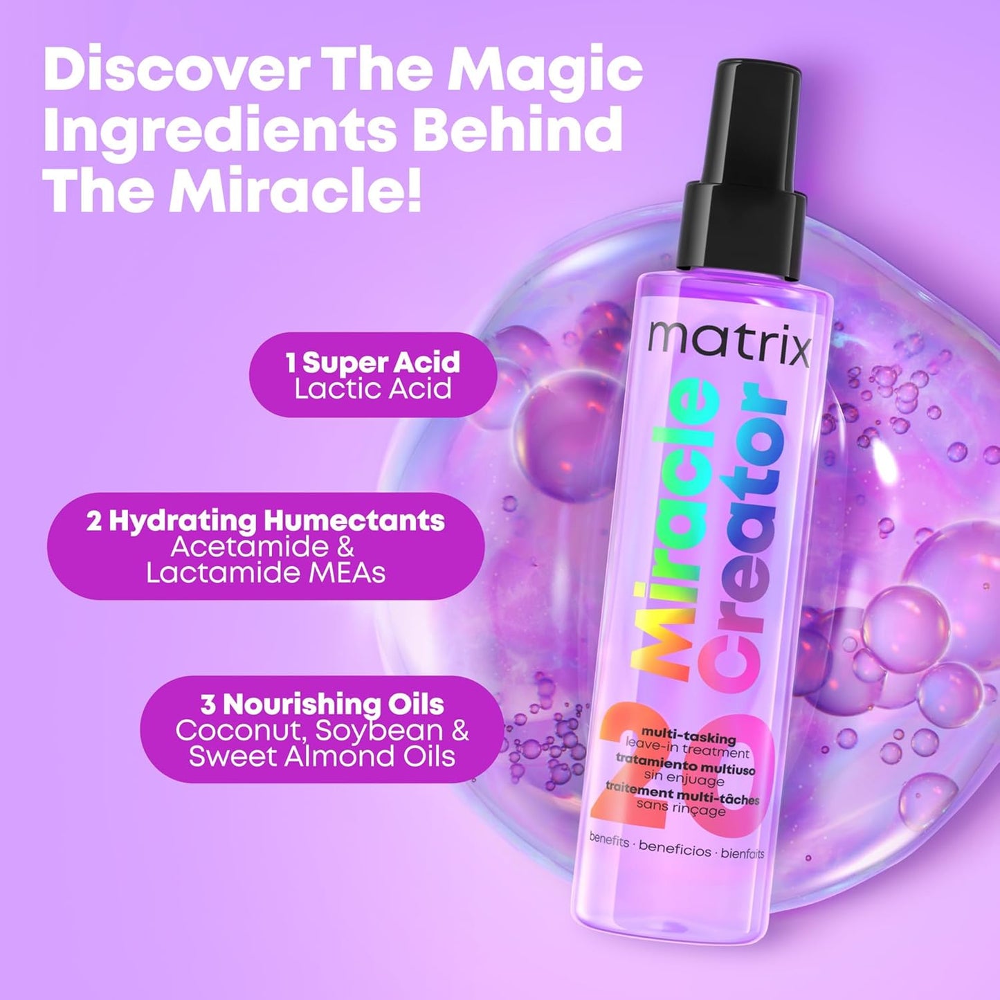 Matrix Miracle Creator Leave-In Conditioner Spray | Heat Protectant, Anti-Frizz, Moisturizing, 13.5 Fl Oz