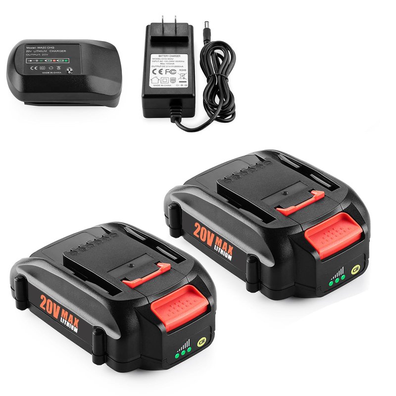 AYTXTG 2 Pack 3.5Ah Replacement for Worx 20v Battery WA3578 WA3575 WA3520 WA3525 + Portable WA3732 Charger for Worx Batteries 20v