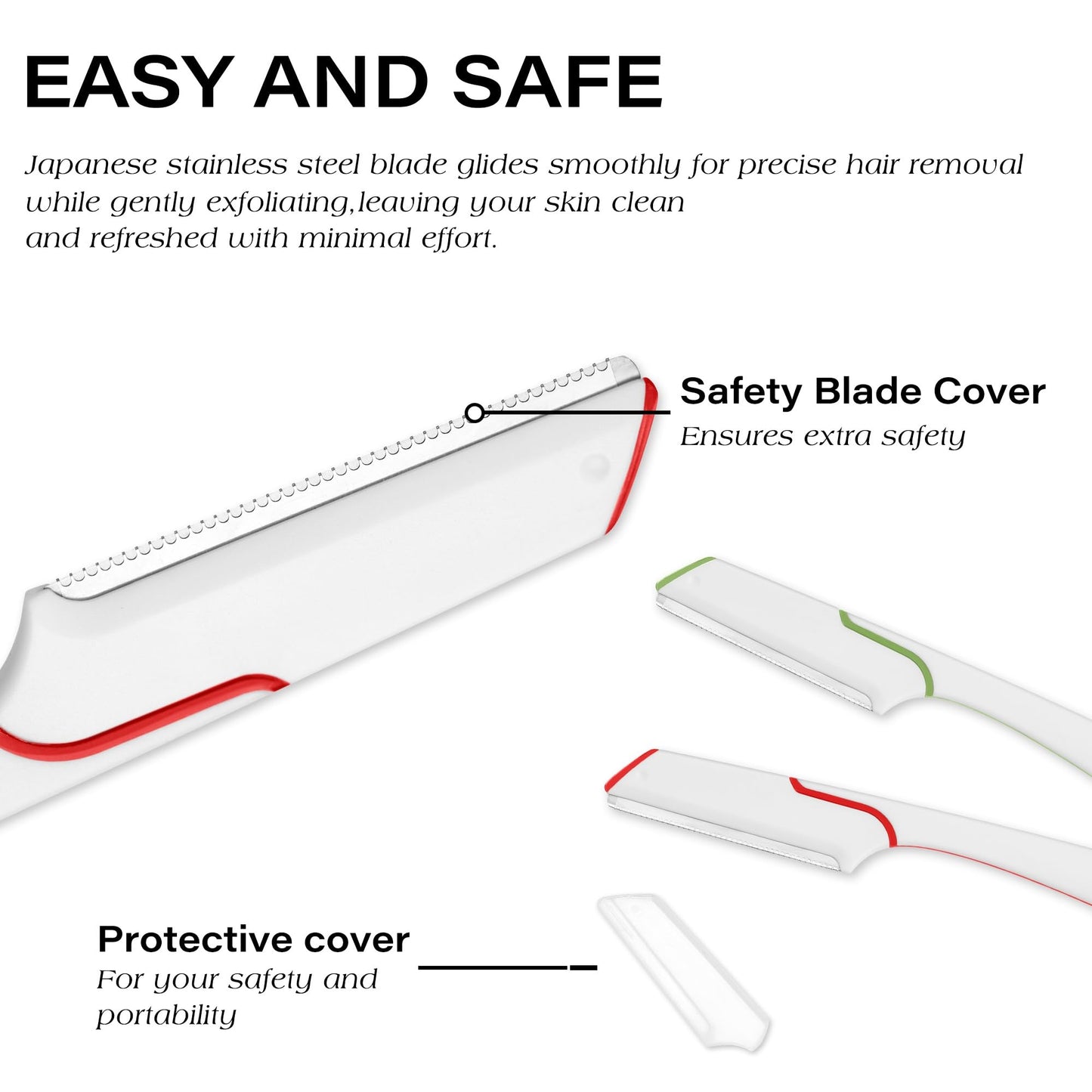 GöSol - 3Stk. Dermaplane Razors Set - Japanese Razors Face Razors for Peach Fuzz and Fine Hair, Multipurpose Exfoliating Dermaplaning Tools for Women and Men